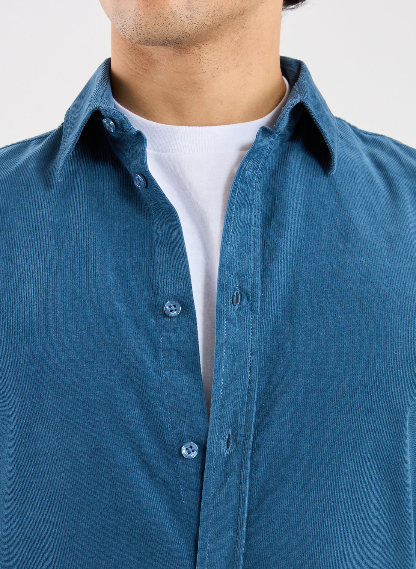 Chemise côtelée en coton SAMSOE SAMSOE Bleu