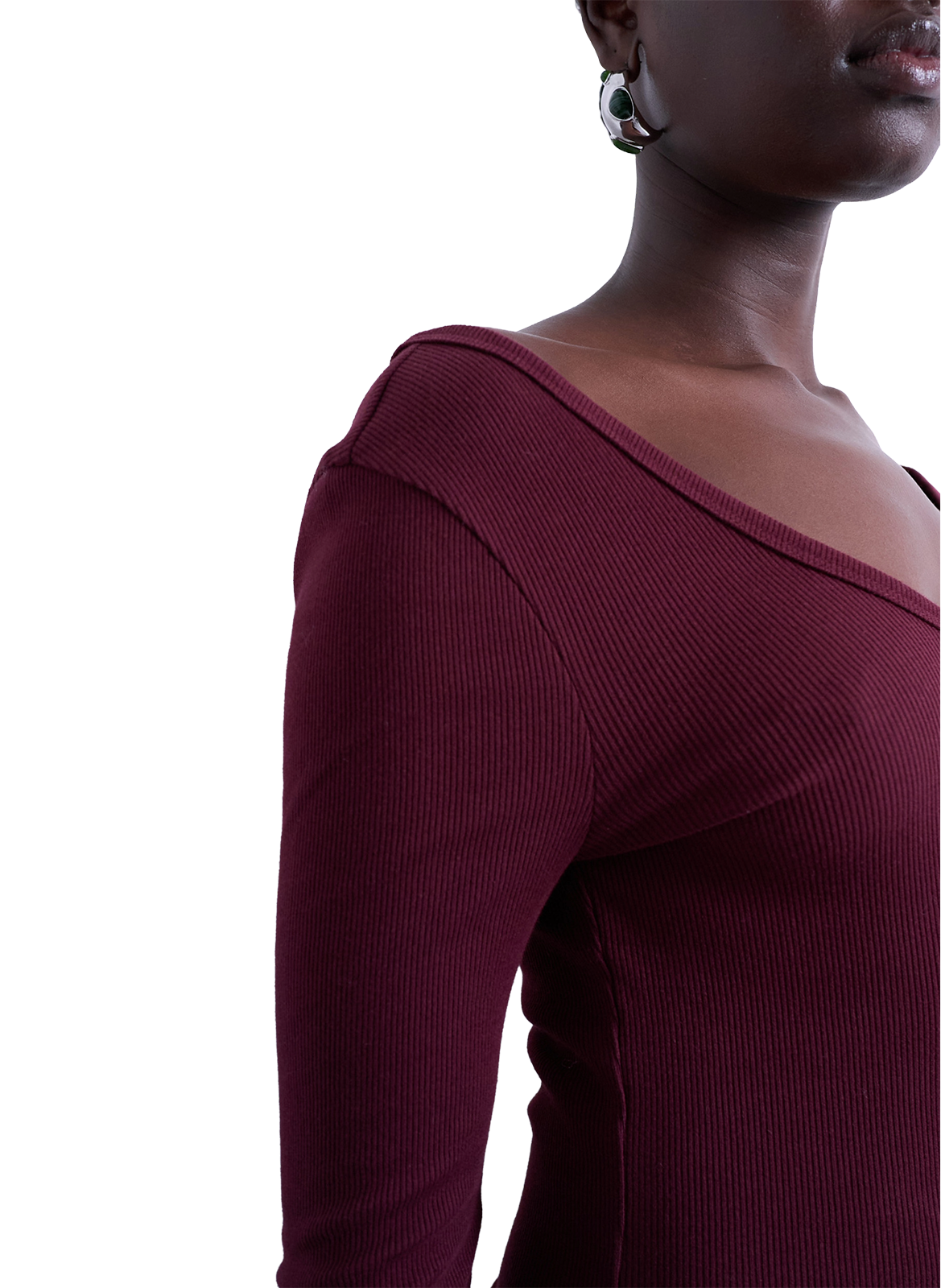 Top à manches longues en coton mélangé TOPSHOP Rouge