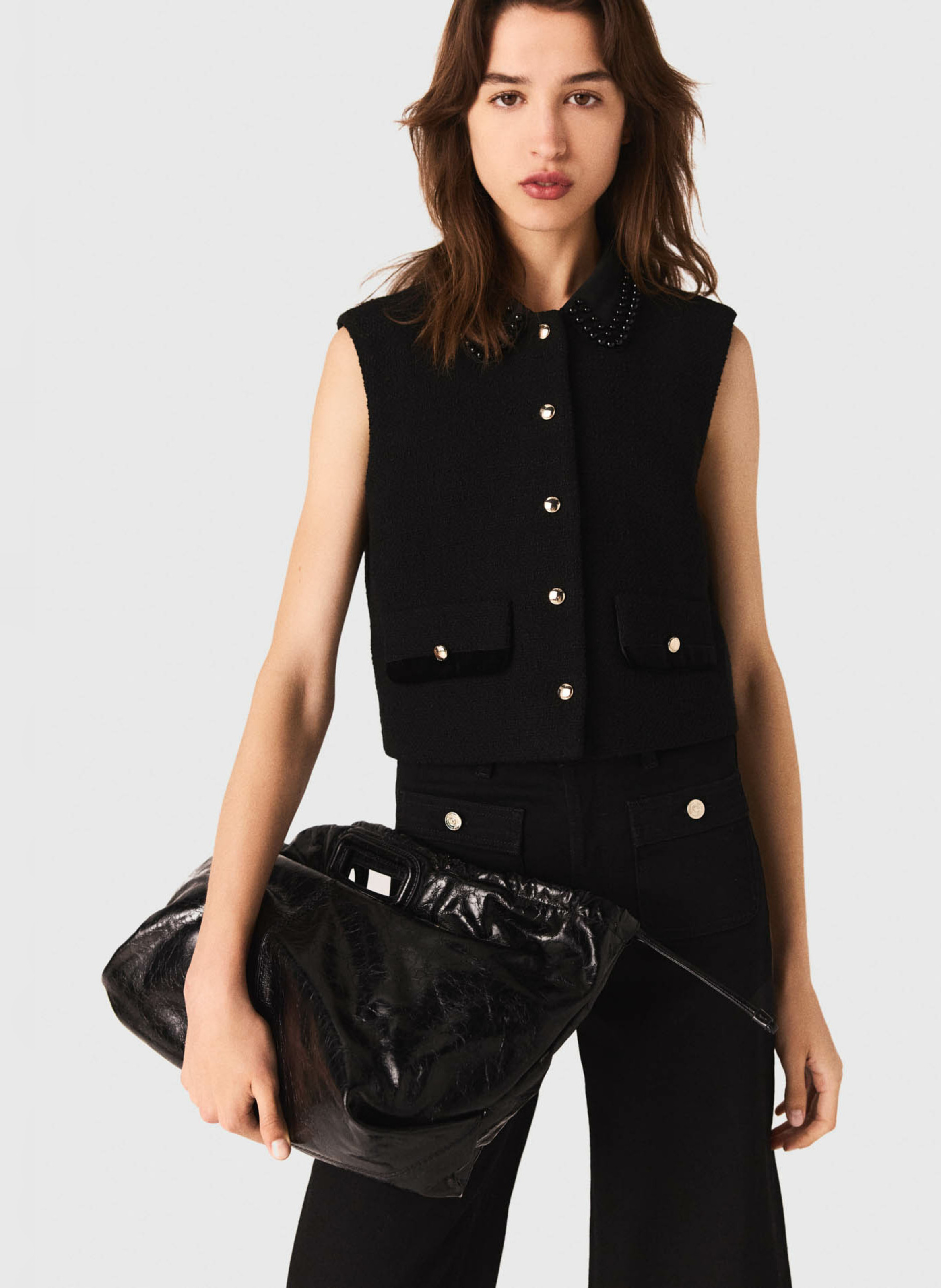 MAJE Gilet col rond Noir
