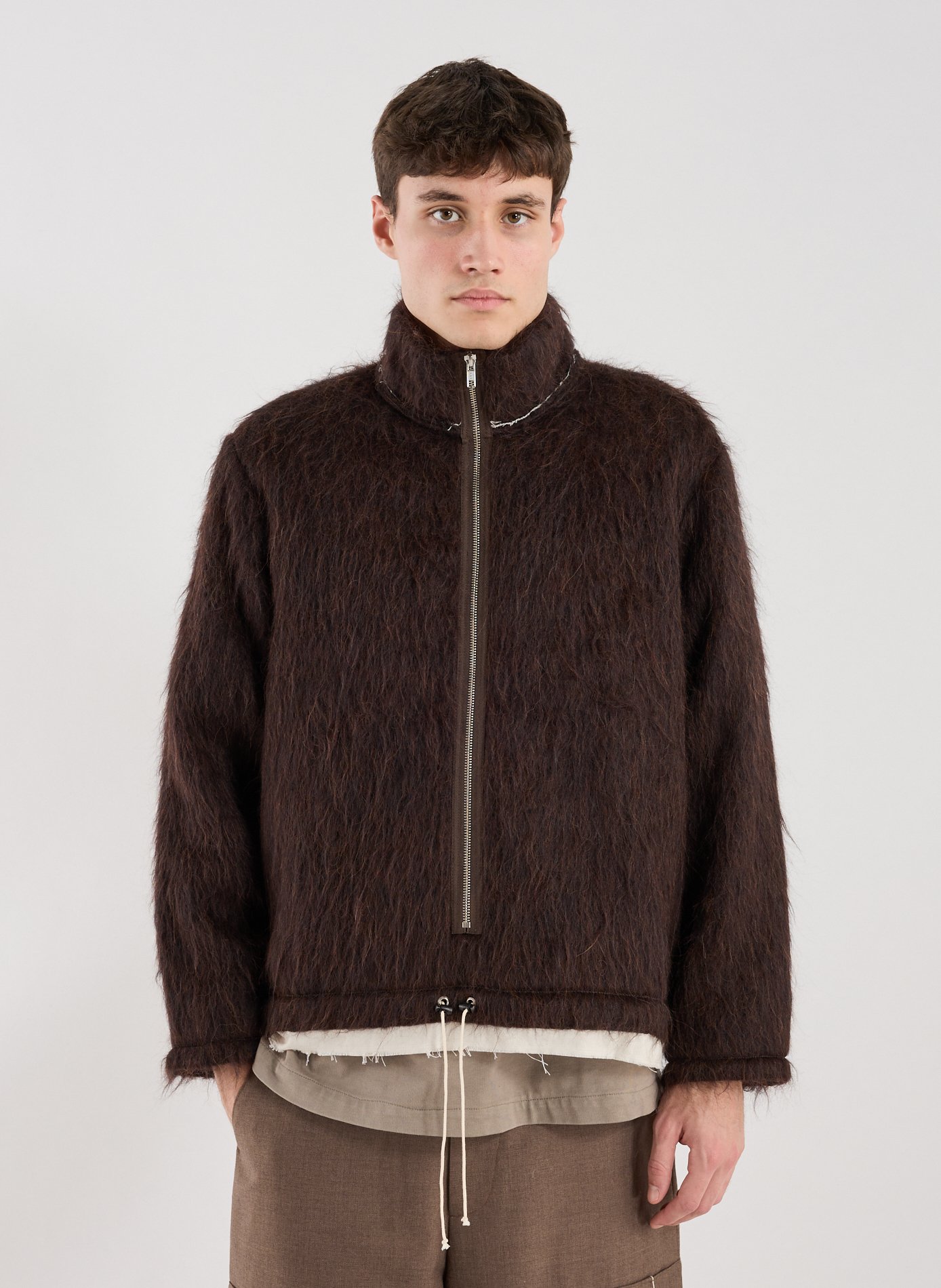 Straight fleece anorak with high collar in cotton CAMIEL FORTGENS Brown