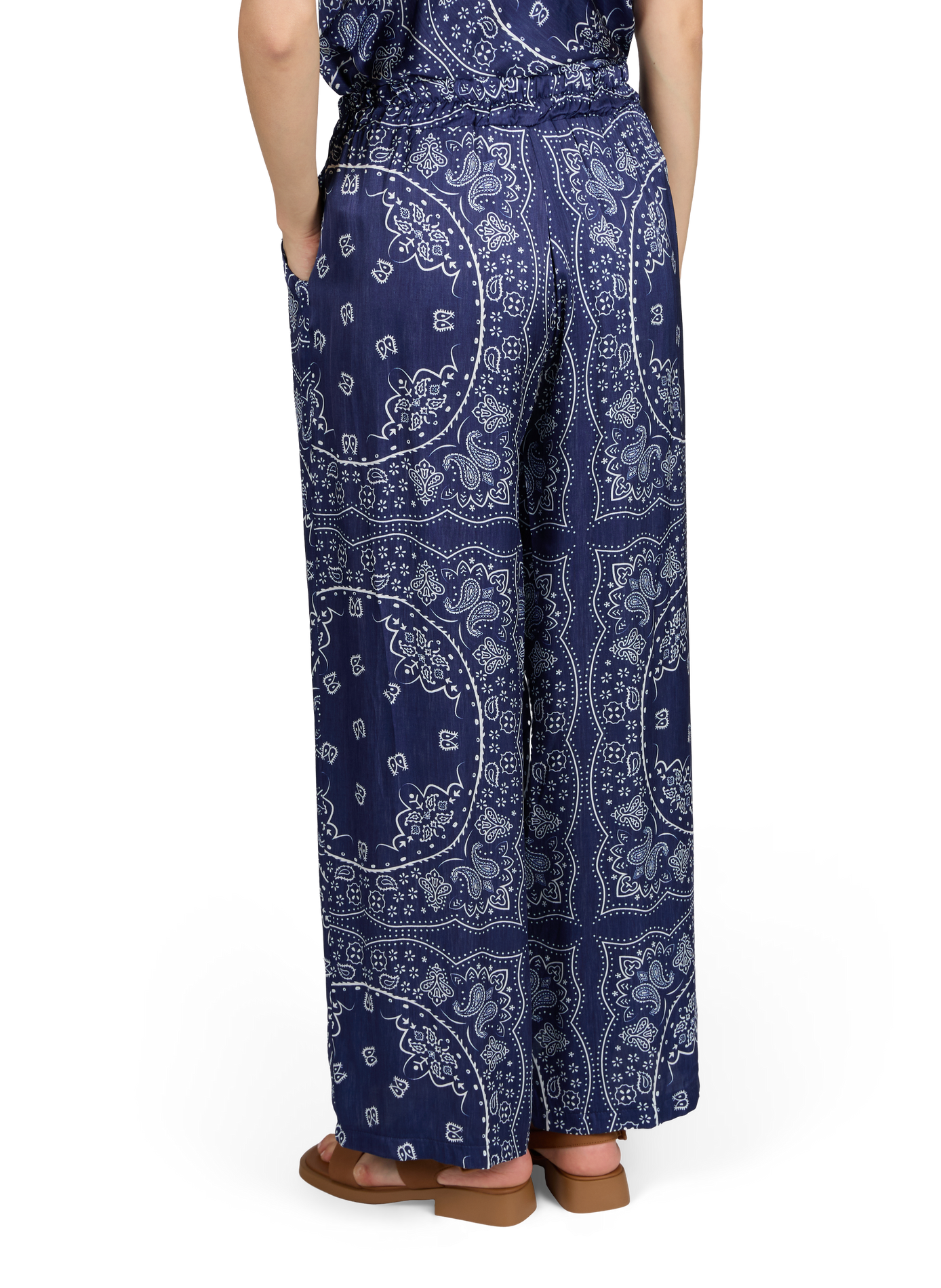 Pantalon imprimé fluide Phoenix AOKYANOS Bleu