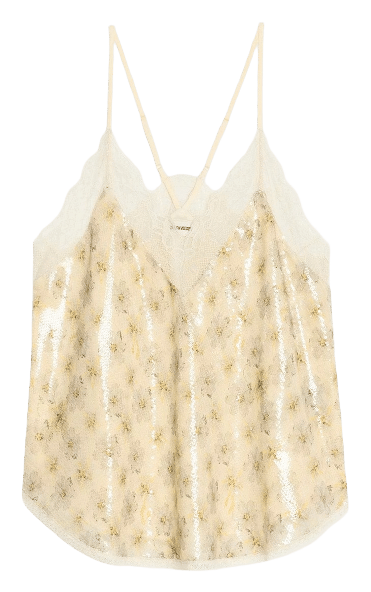 Caraco droit col v à sequins et dentelle christy ZADIG&VOLTAIRE Beige