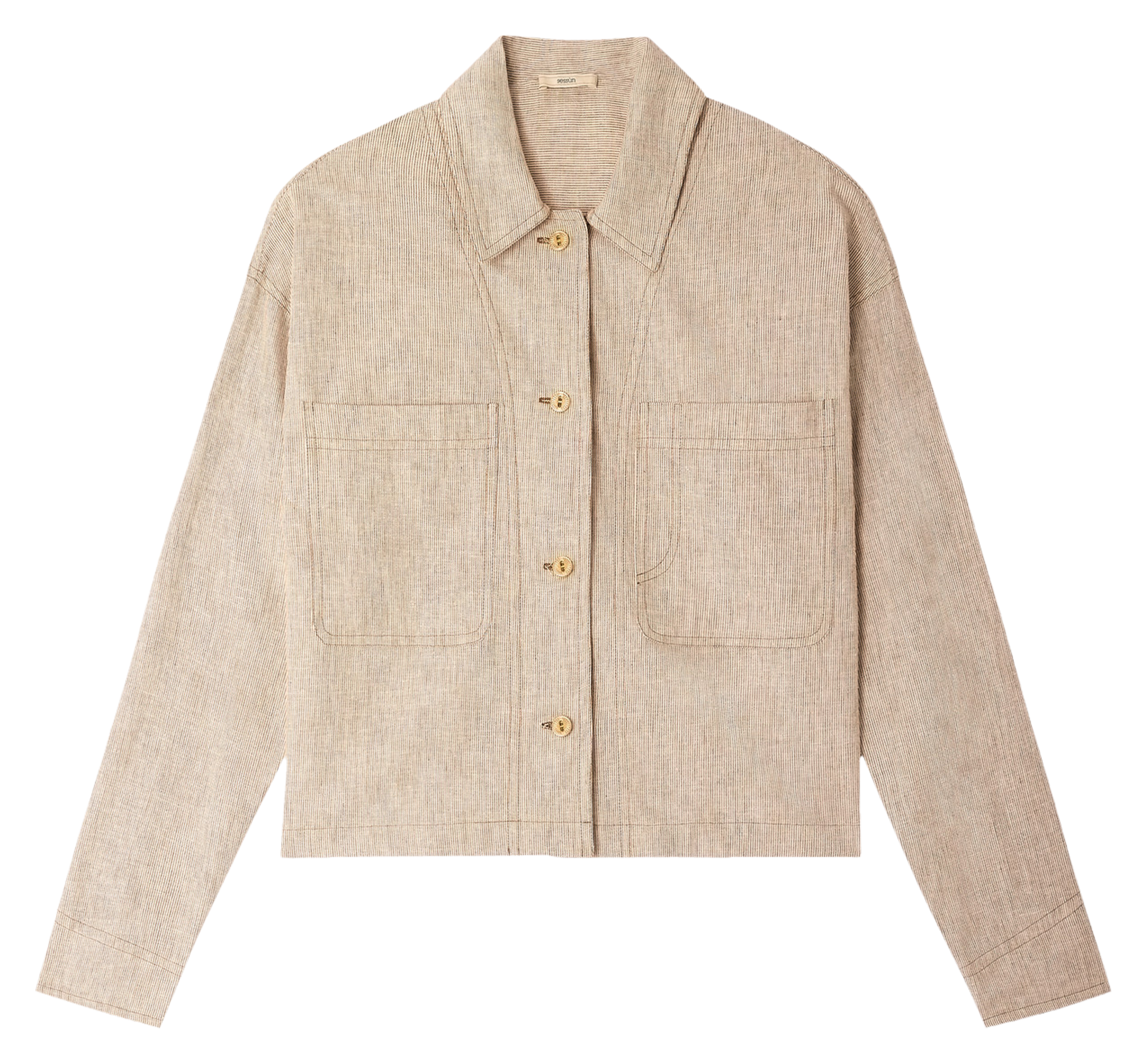 Surchemise droite col classique en coton et lin mélangé notteri SESSUN Beige