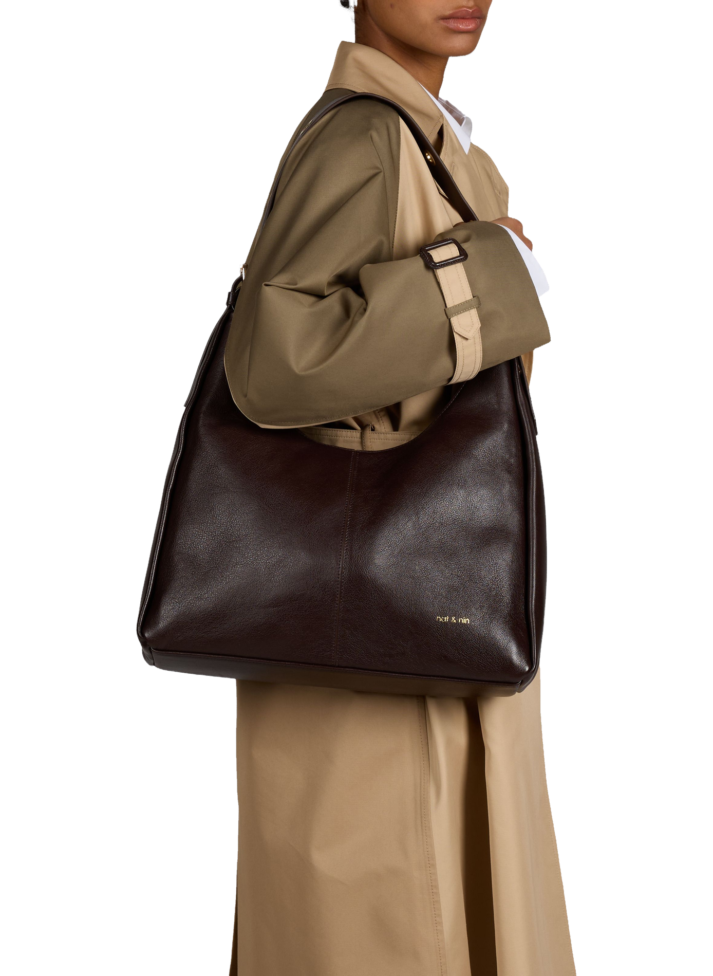 Leather baguette bag NAT & NIN Brown