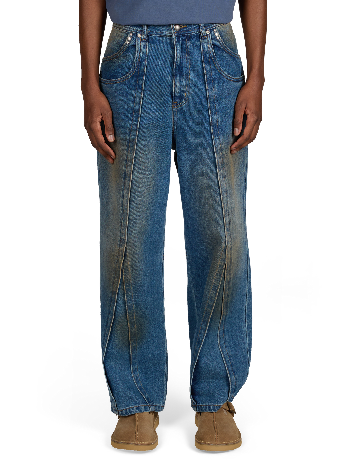 Cotton front pleat jeans ANDERSSON BELL Blue