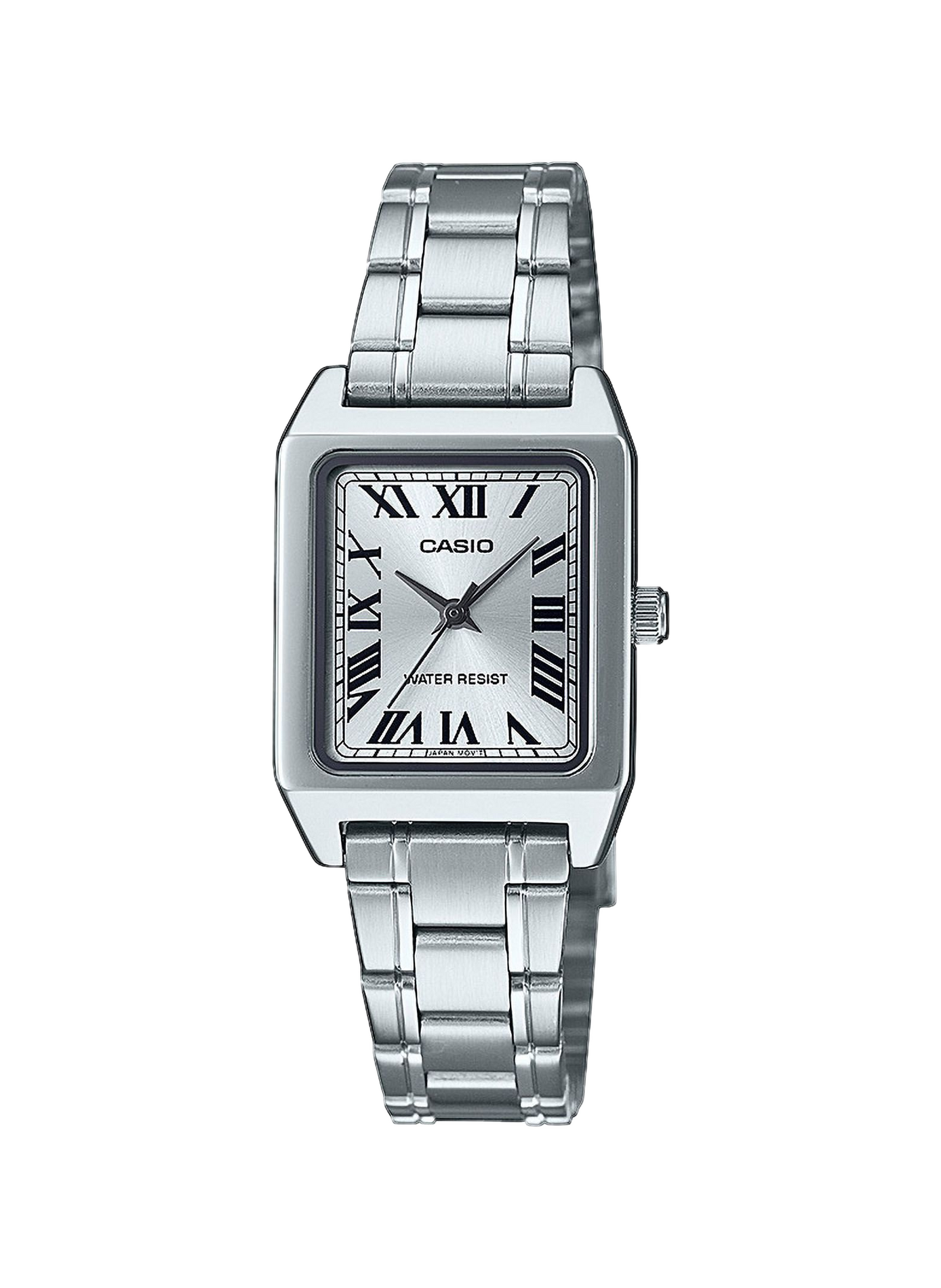 Montre analogique carrée en acier inoxydable CASIO Argent