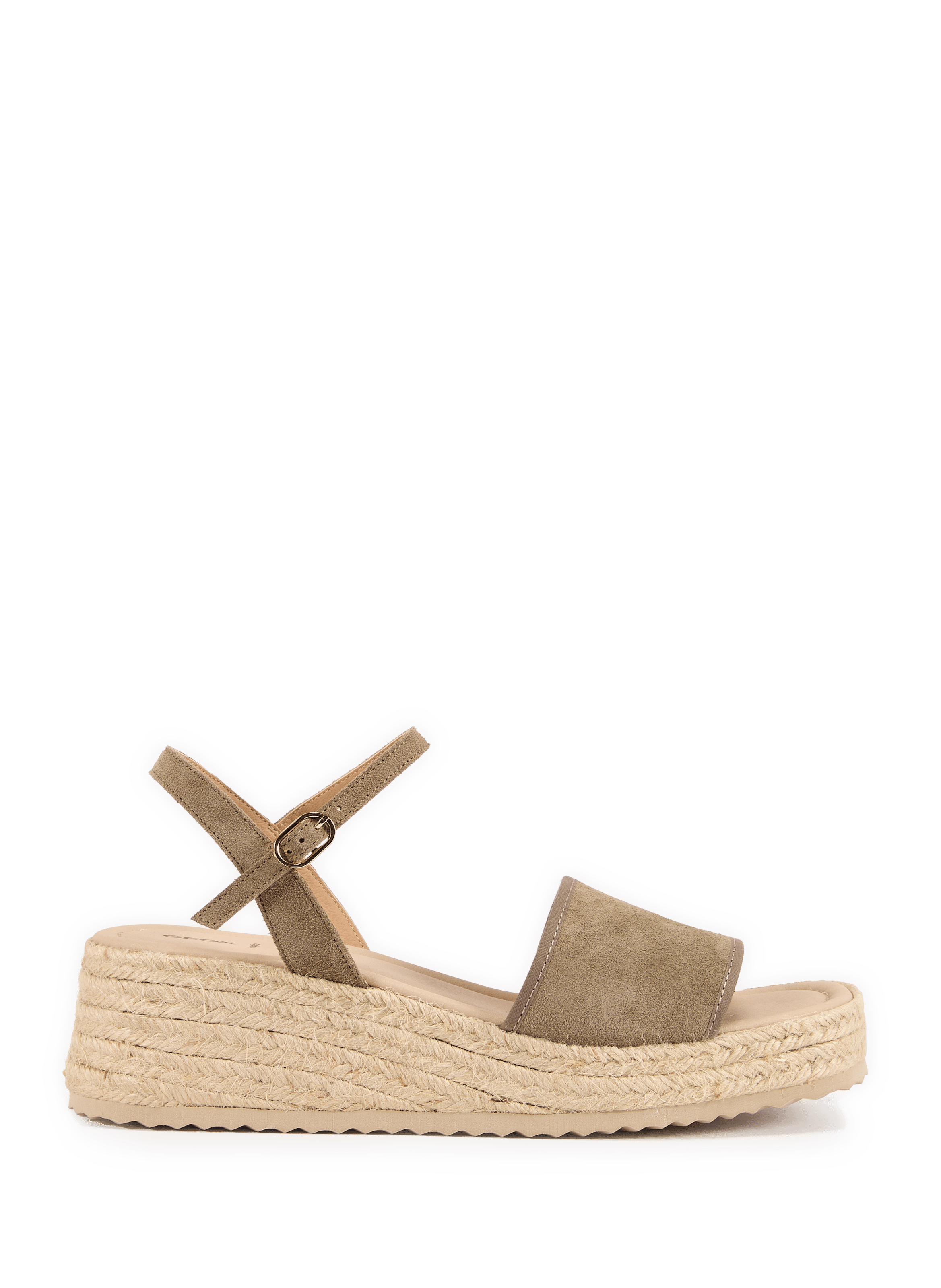 Sandales compensées Alemeria en cuir suédé GEOX Kaki