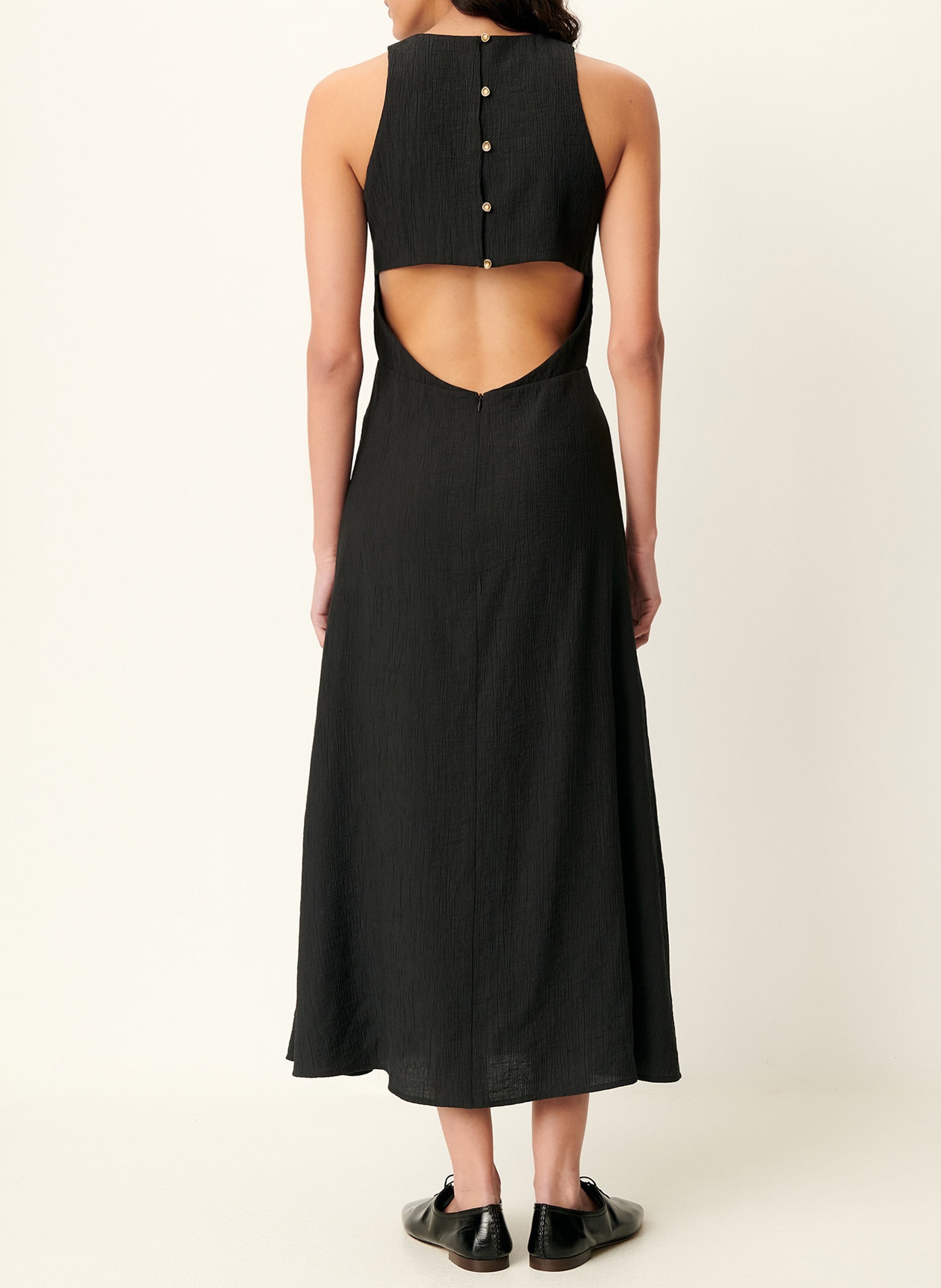 Robe midi col rond lua SESSUN Noir