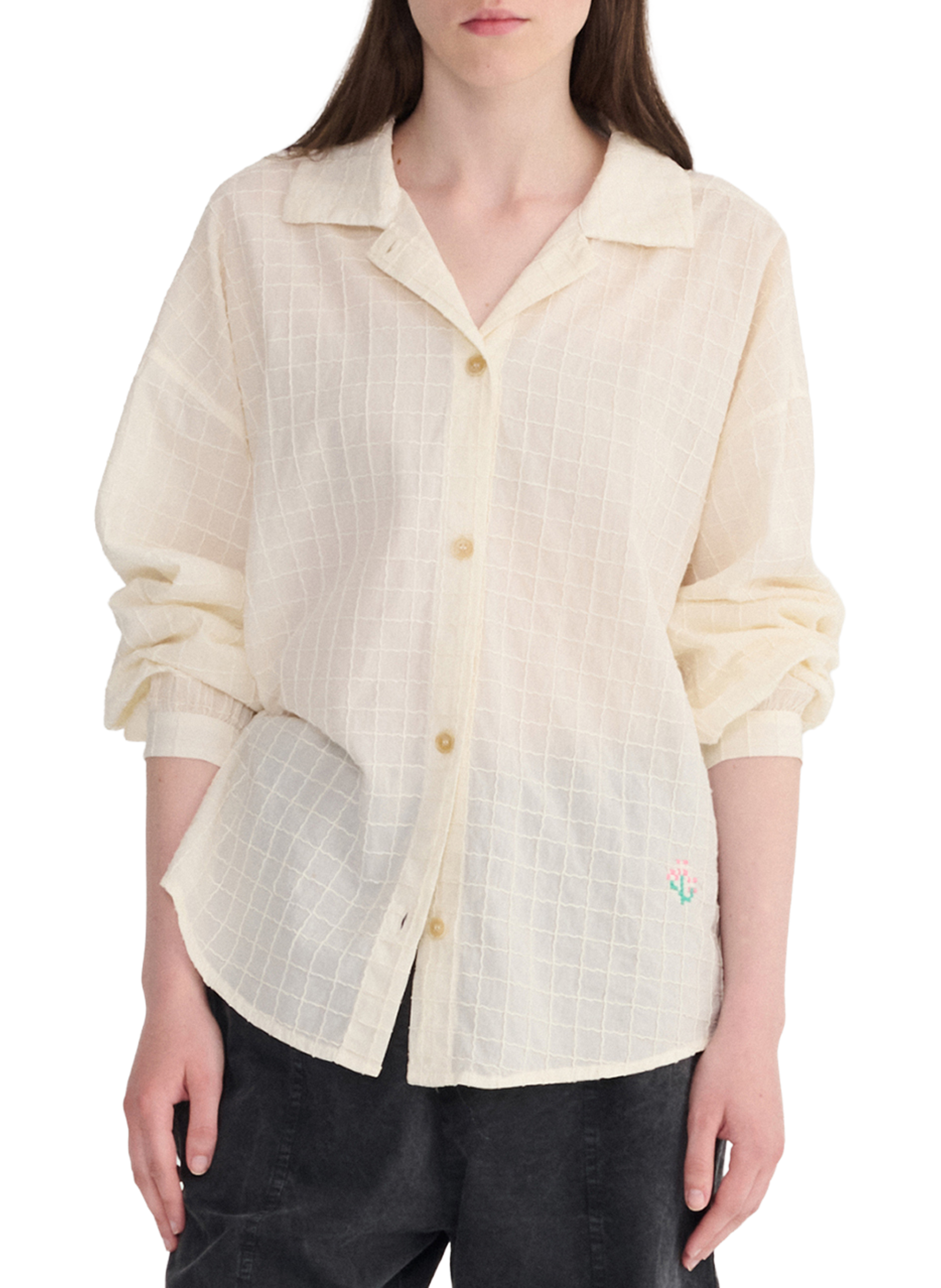 Checked blouse with embroidery BOBO CHOSES Beige
