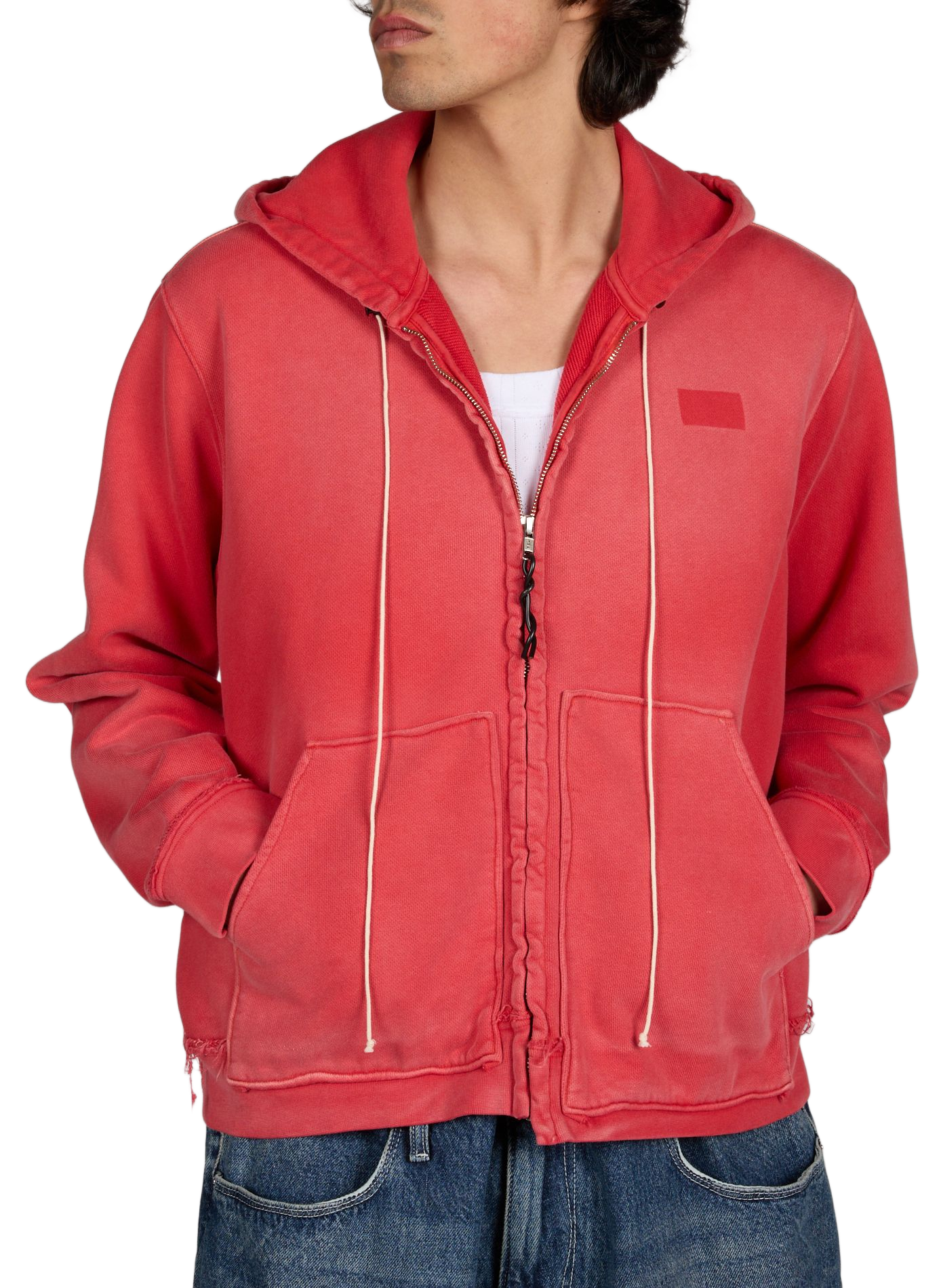 Sweat délavé à capuche en coton CAMIEL FORTGENS Rouge