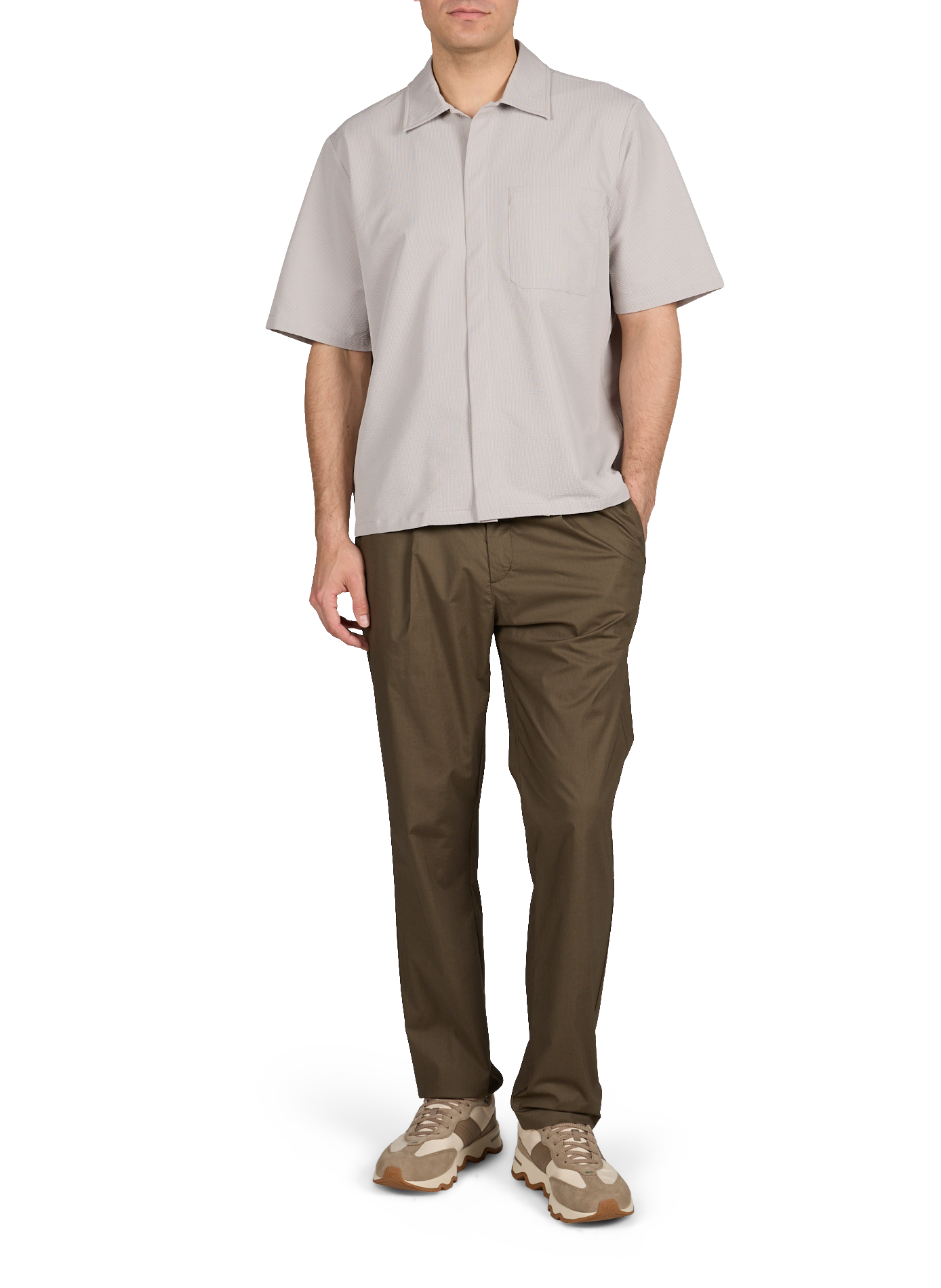 Pantalon à cordon de serrage en coton mélangé HERNO Kaki