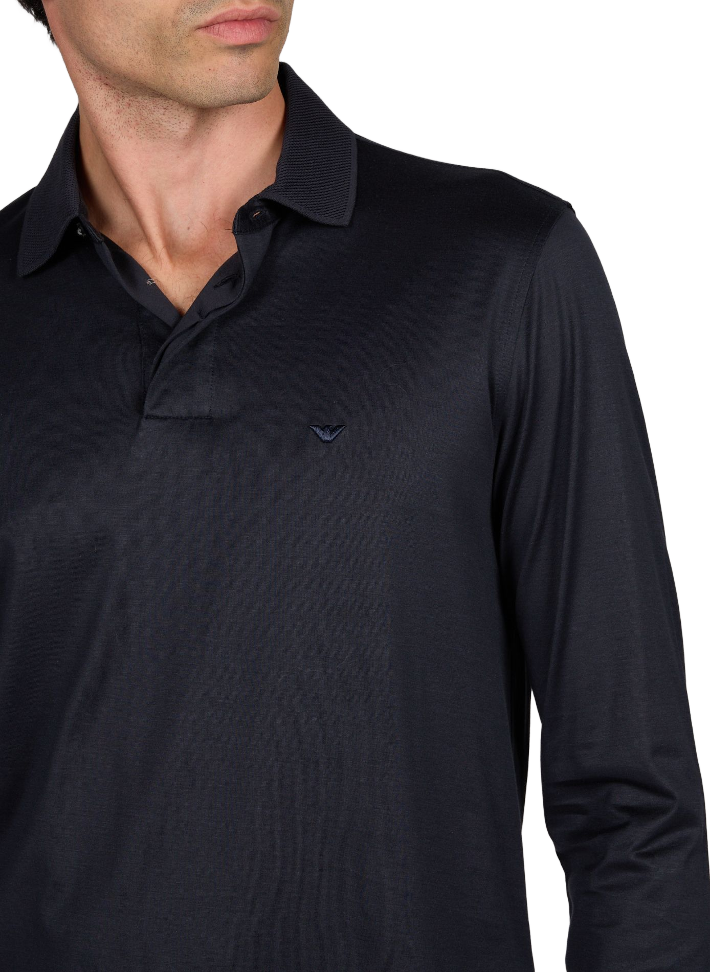 Solid long-sleeve polo EMPORIO ARMANI Blue