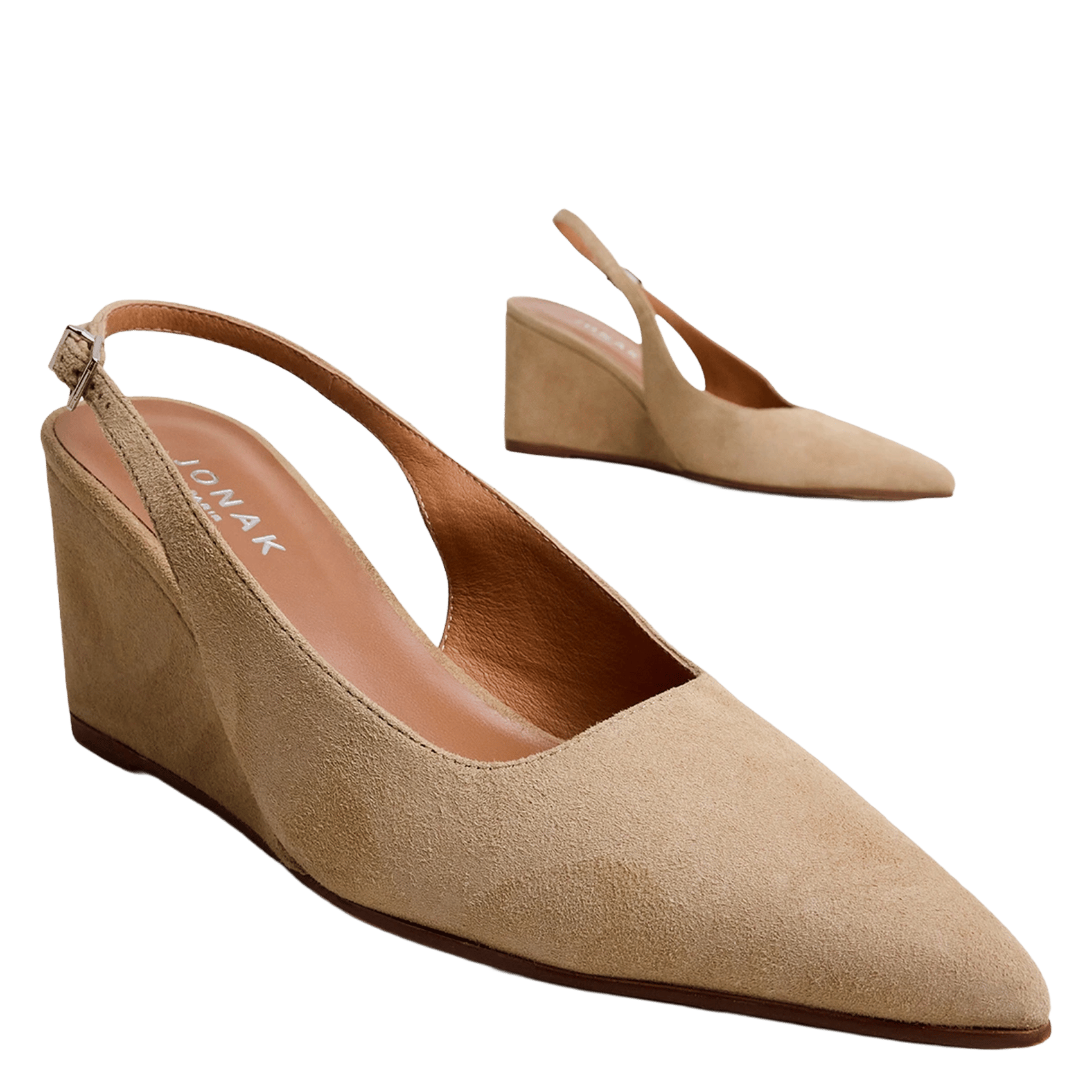 Escarpins pointus compensés en suède dixtine JONAK Marron