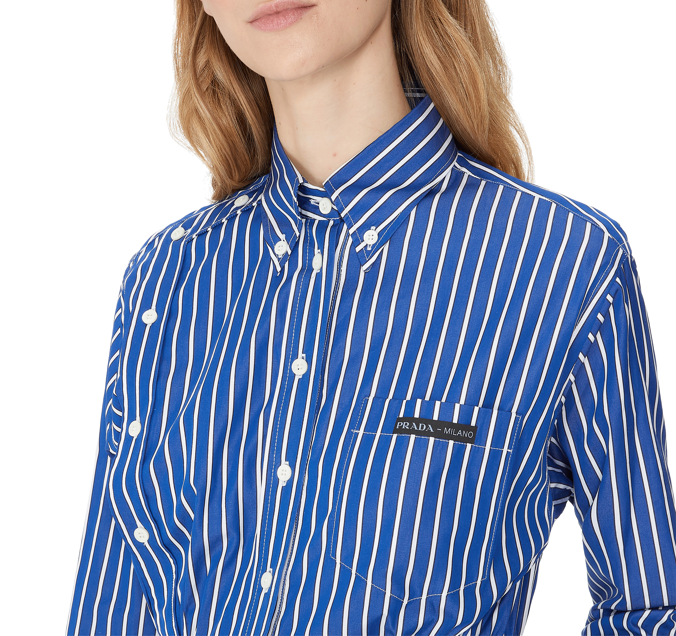 Buttoned cotton Midi dress PRADA Blue