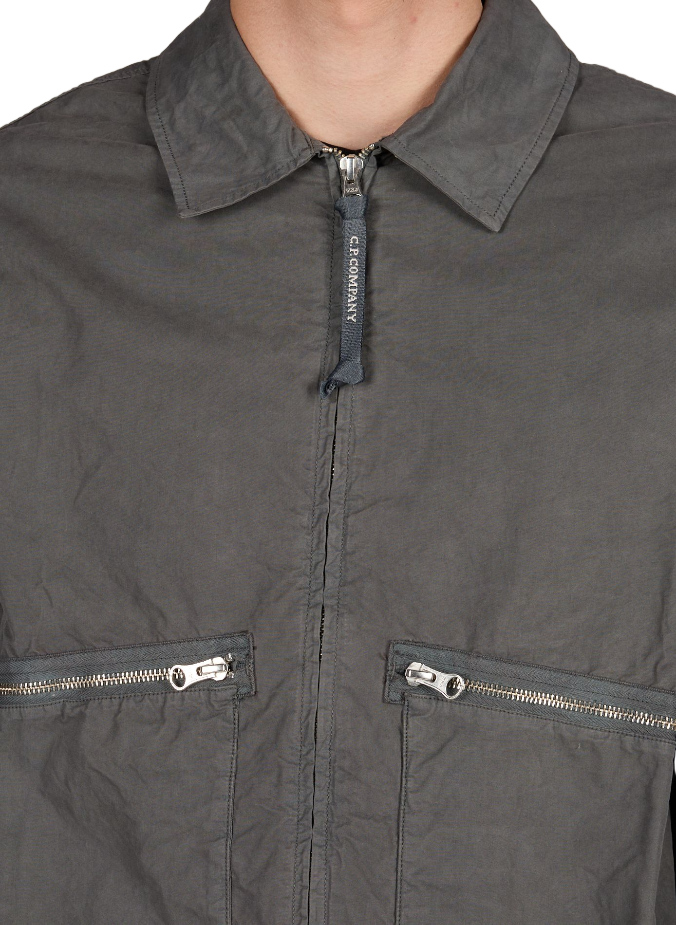 Solid jacket with large zip pockets in cotton CP COMPANY Grey