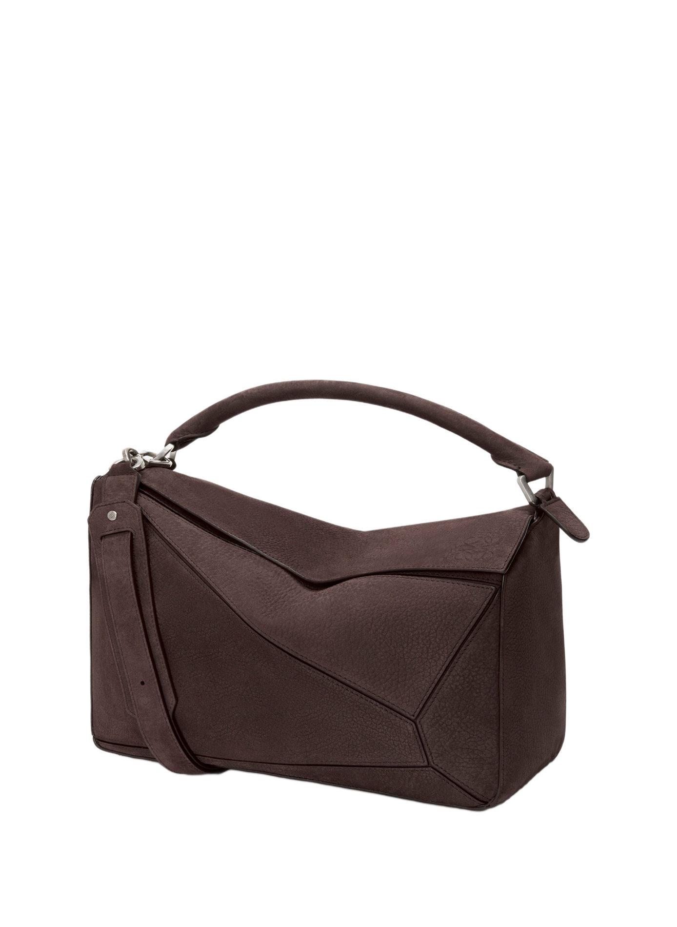Grand sac Puzzle en cuir nubuck grainé LOEWE Marron