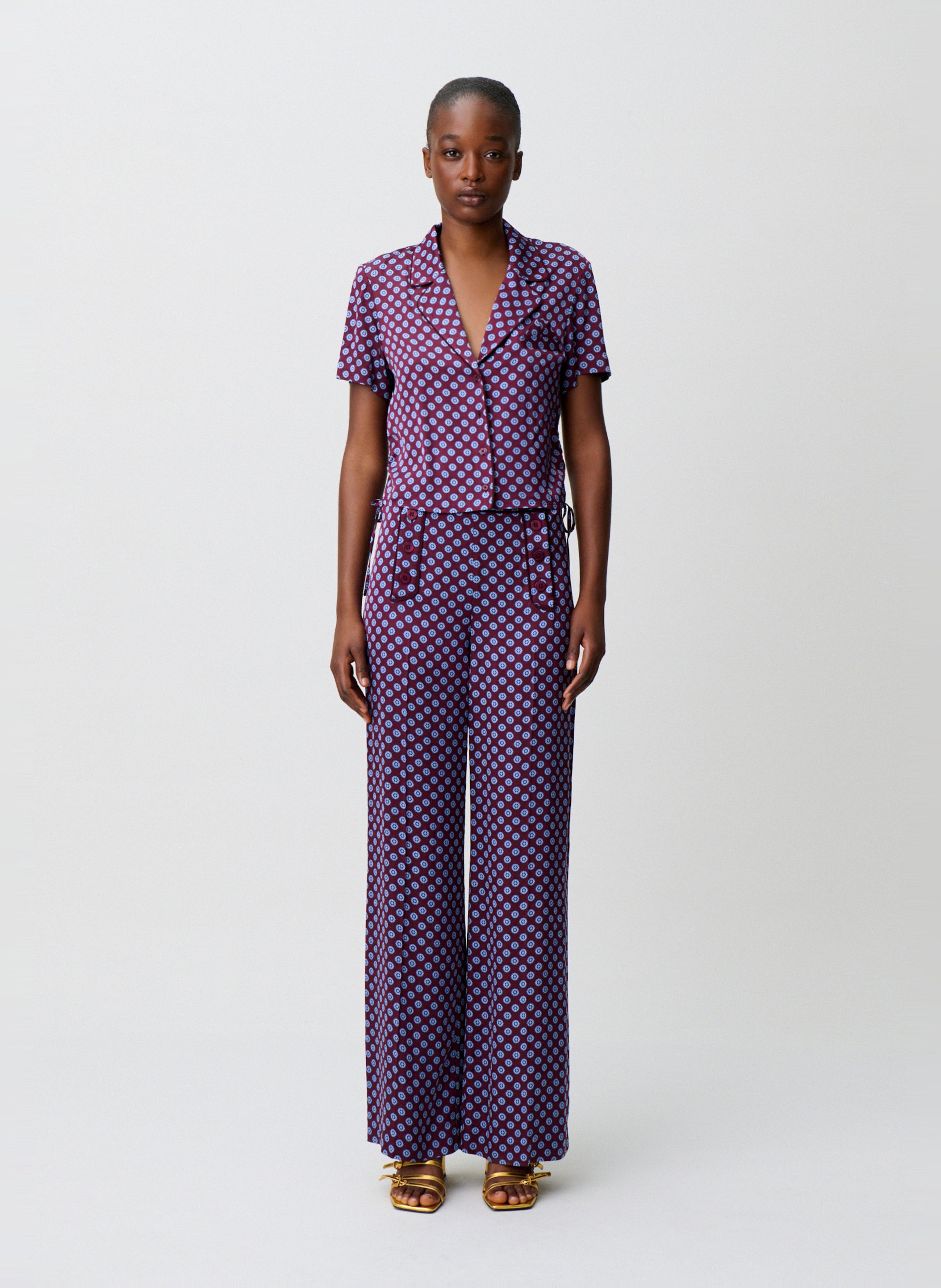 Chemise droite courte imprimée CLAUDIE PIERLOT Rouge