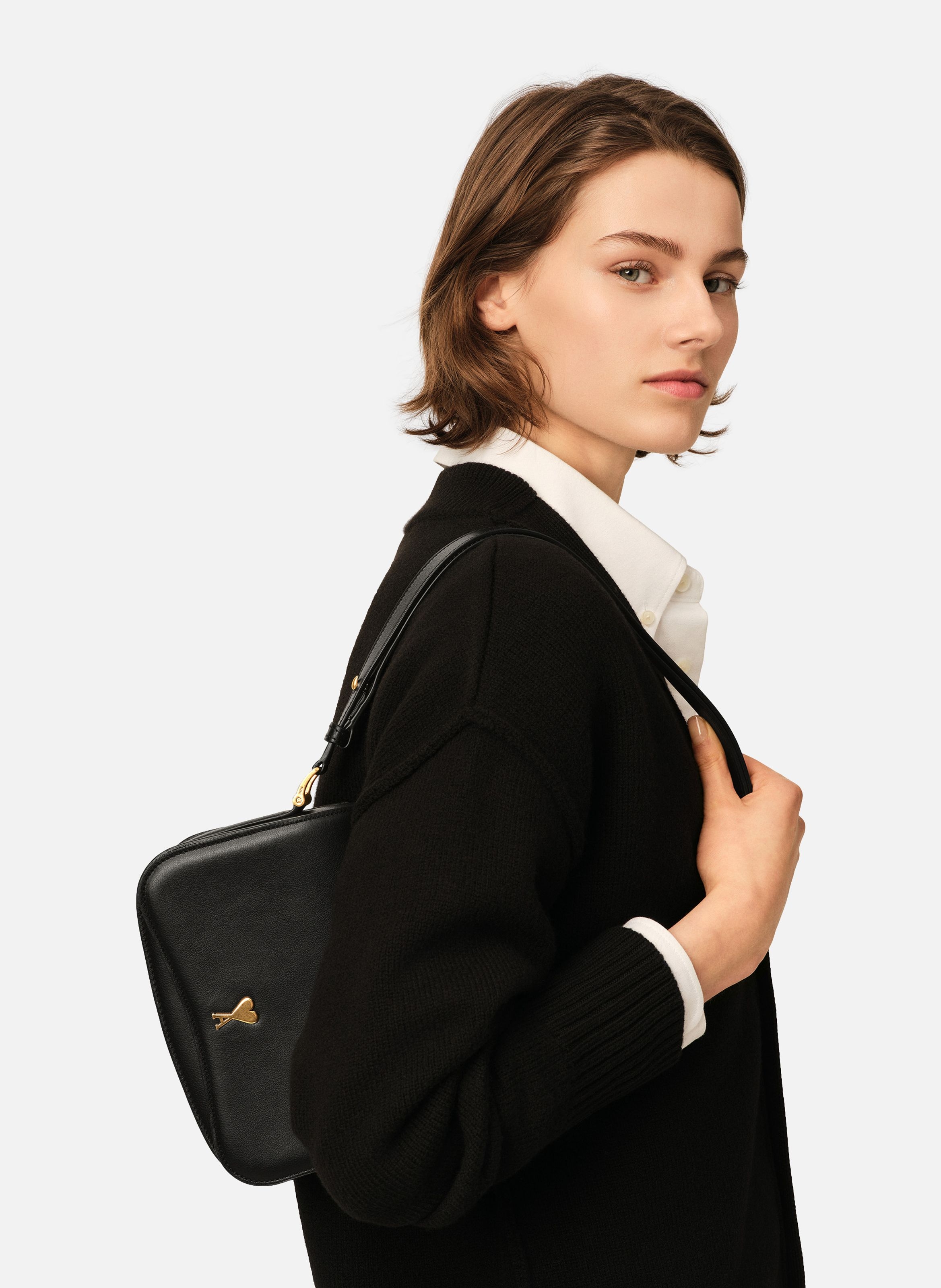 Sac paris paris unisexe en cuir de vachette AMI PARIS Noir