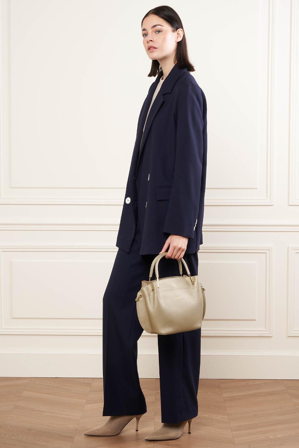 Sac à main - foulonné double louisa LANCASTER Doré