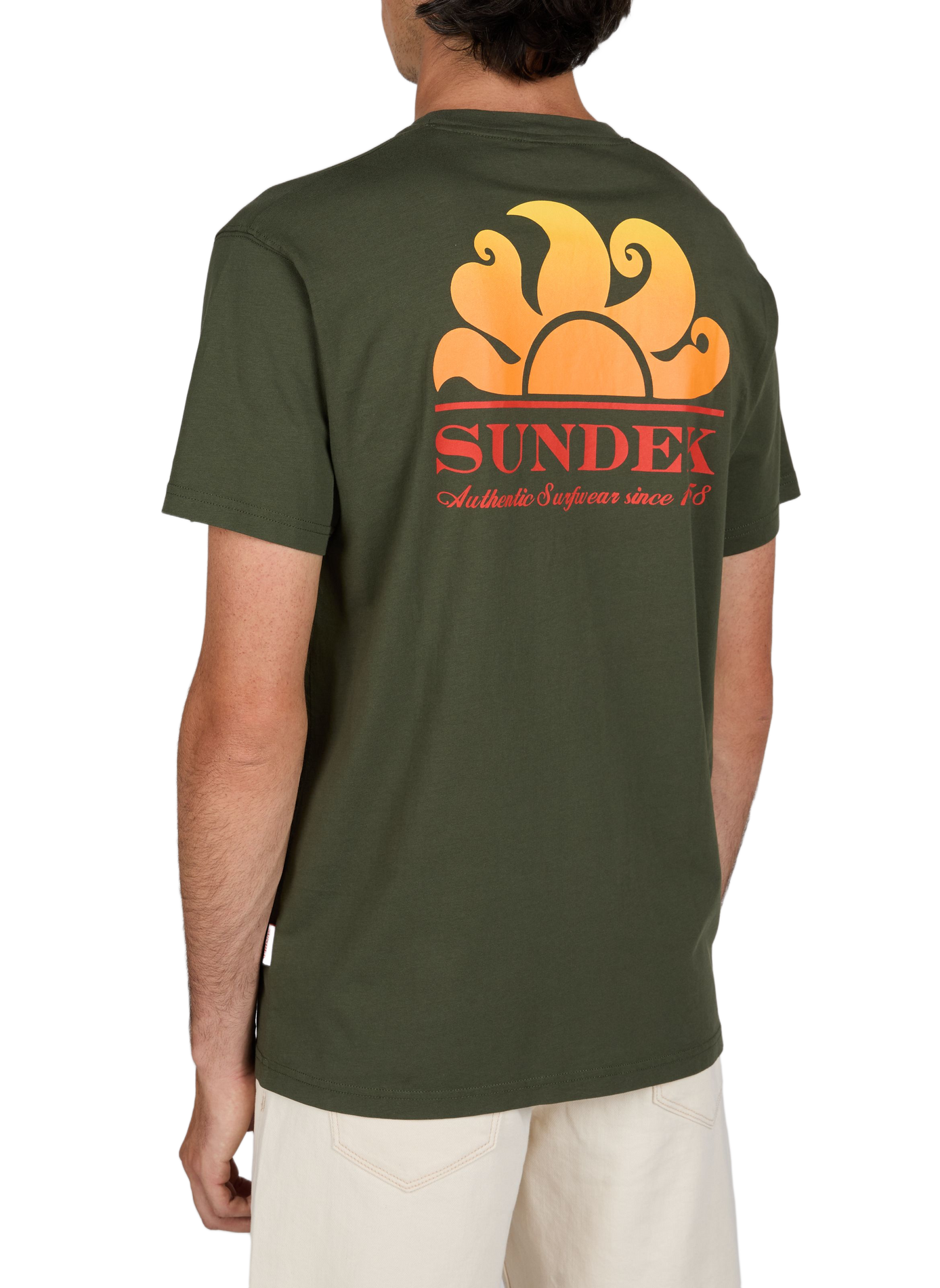 Round neck printed t-shirt SUNDEK Khaki