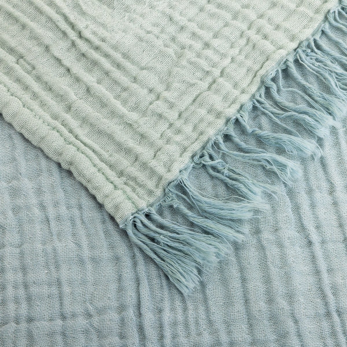Plaid en gaze de coton, cyclades DESFORGES Bleu
