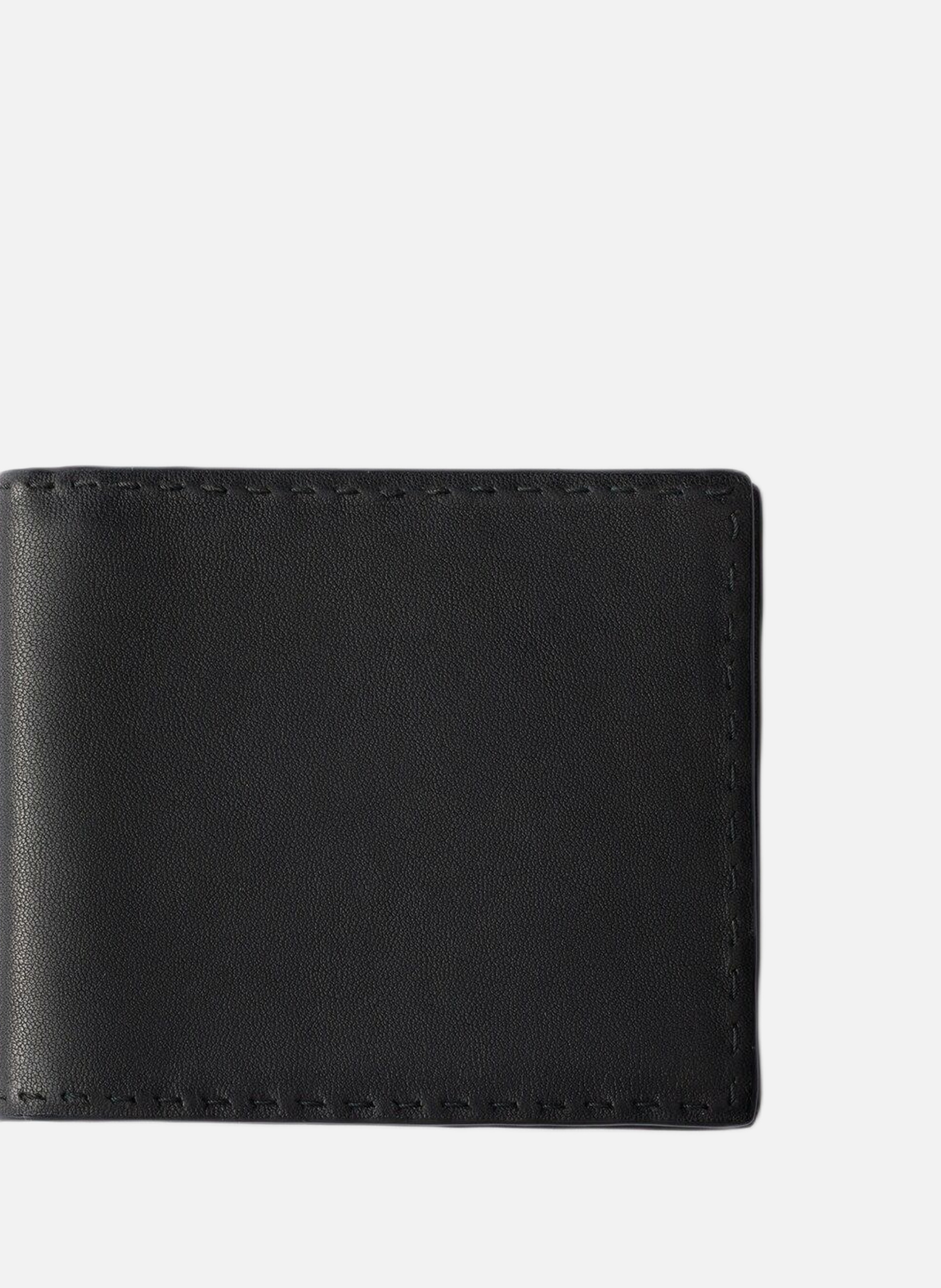 Portefeuille en cuir vieilli PRADA Noir