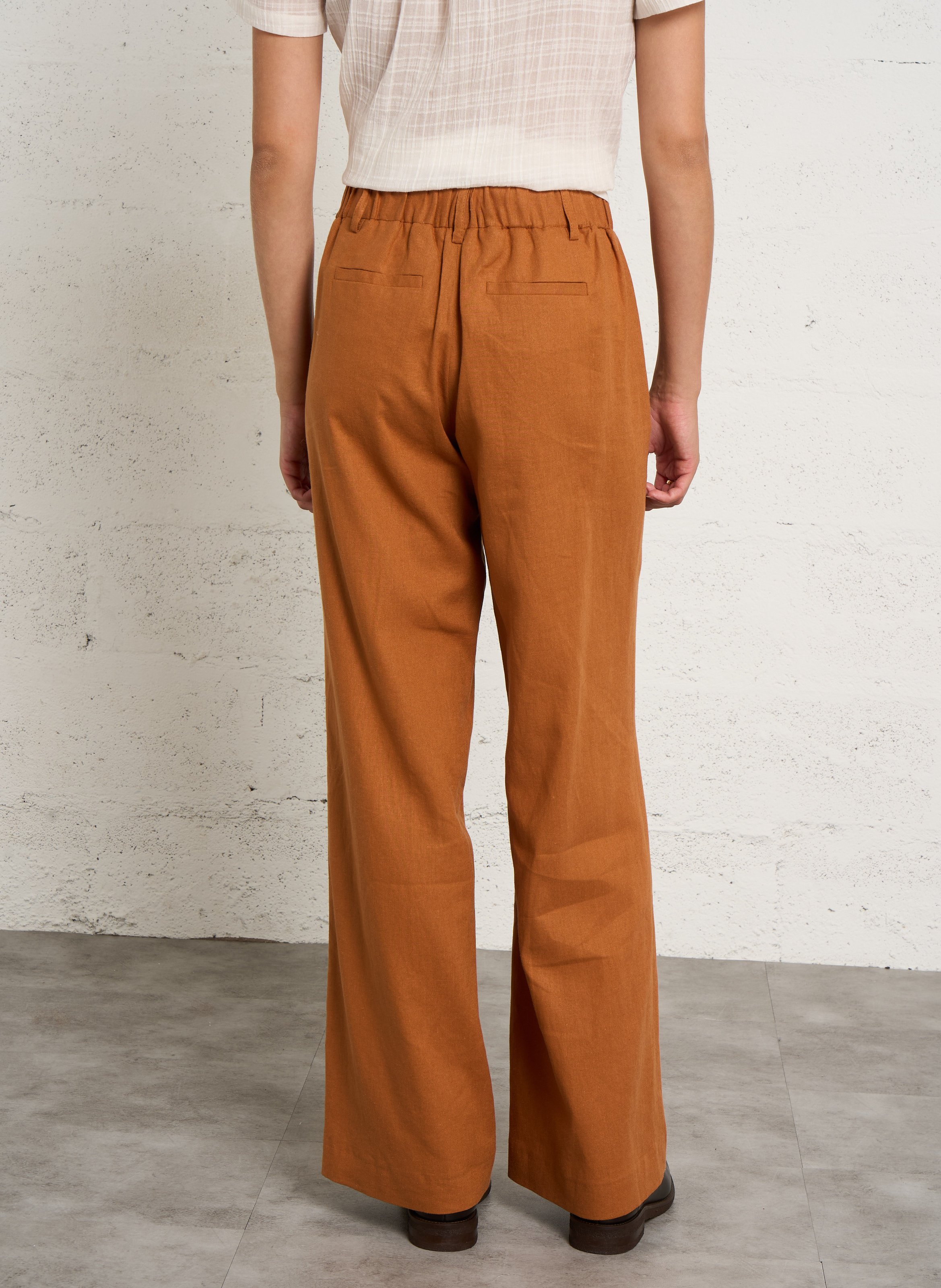 Pantalon large en lin mélangé tamina MAISON 123 Doré