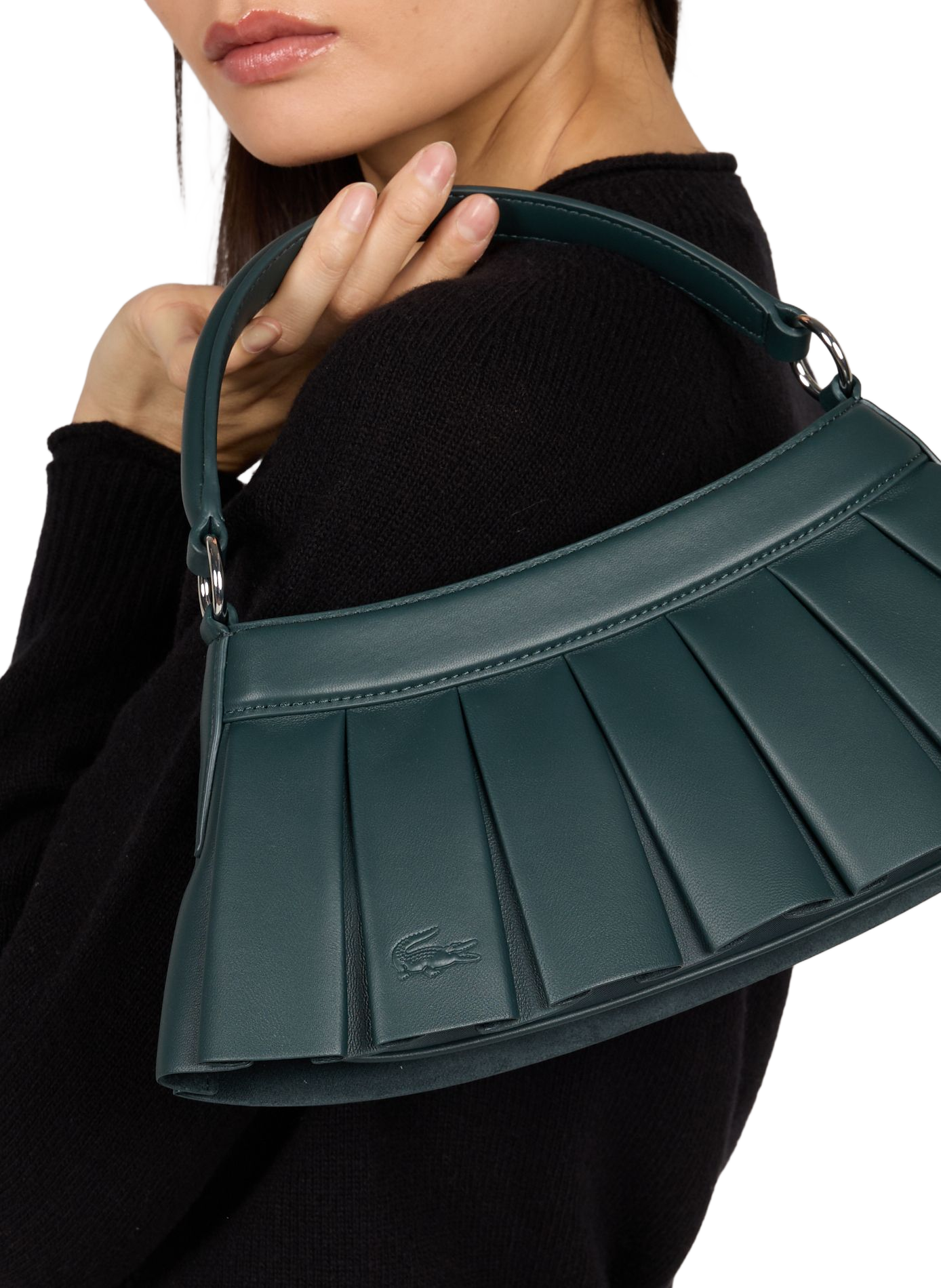 sac à main en cuir LACOSTE Vert