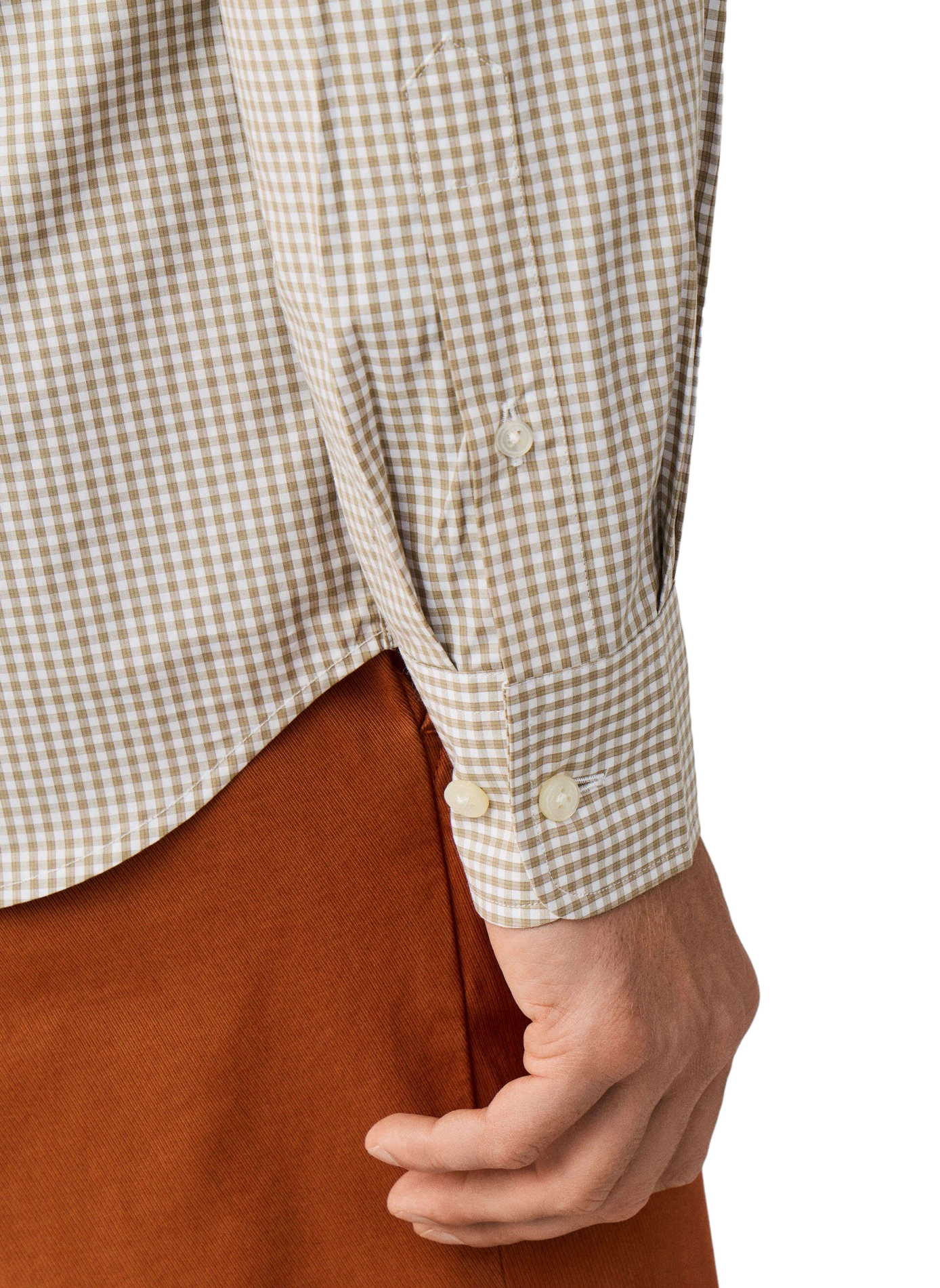 Chemise à carreaux vichy en popeline de coton FACONNABLE Beige