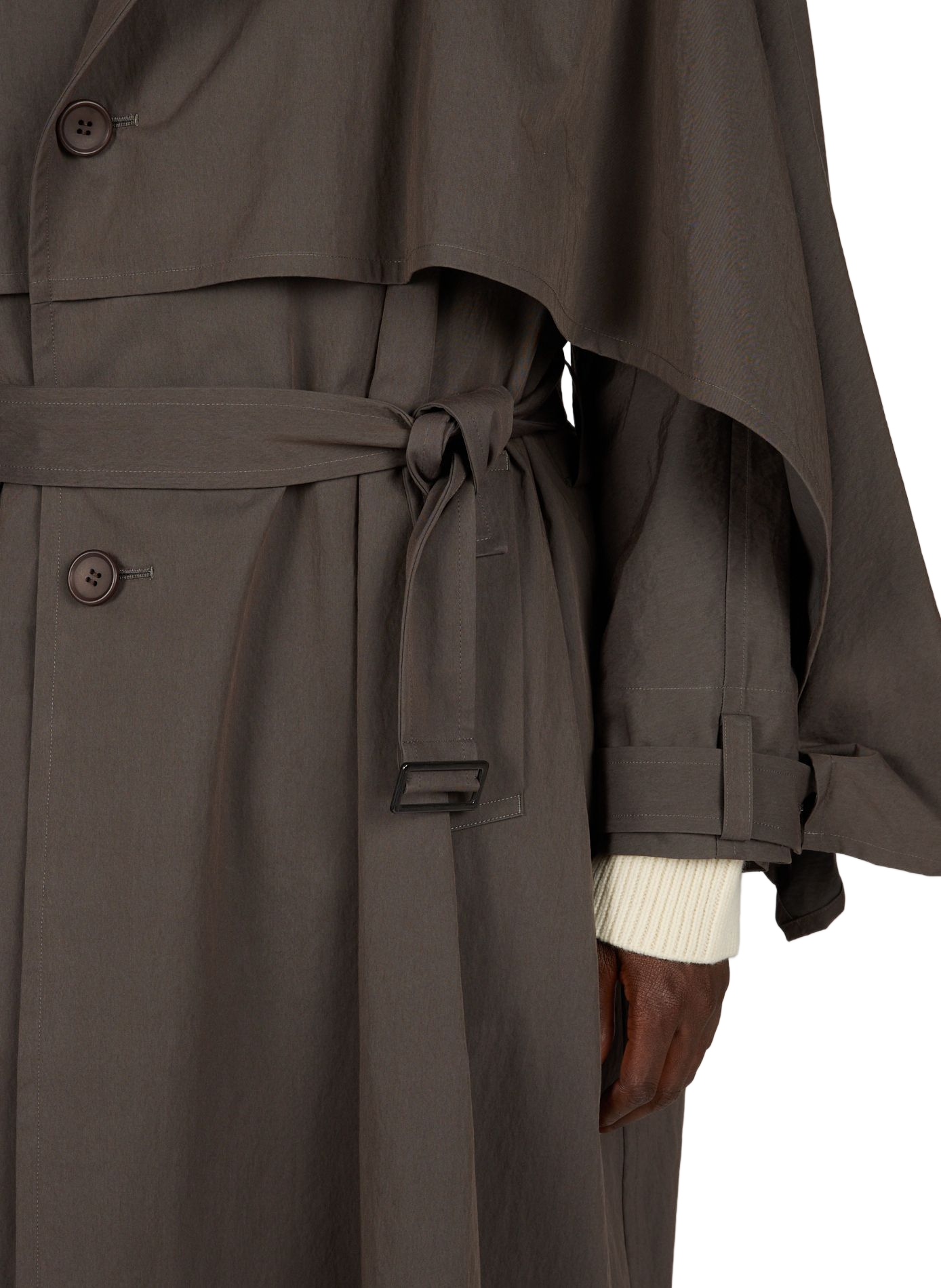 Mixed cotton trench coat ISSEY MIYAKE Brown
