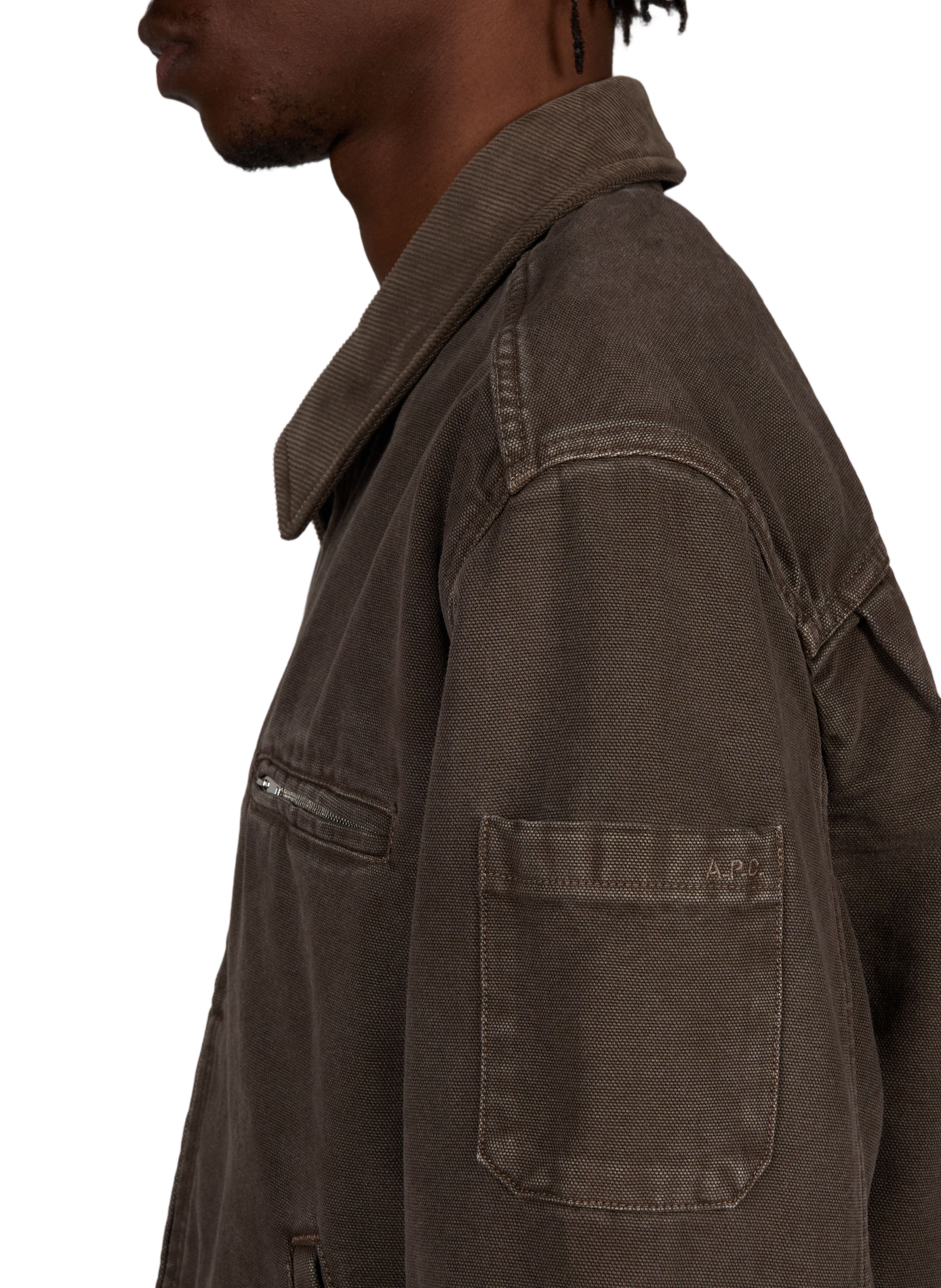 Weite Jacke mit klassischem Kragen aus Baumwolle. A.P.C. Braun