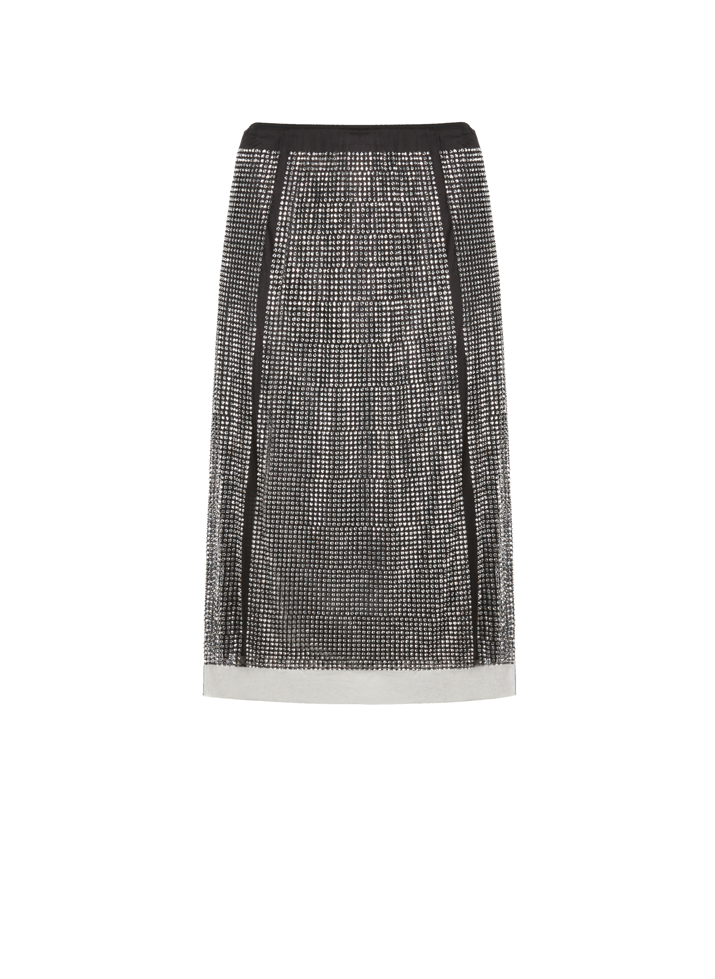 Tulle skirt with rhinestones PRADA Silver