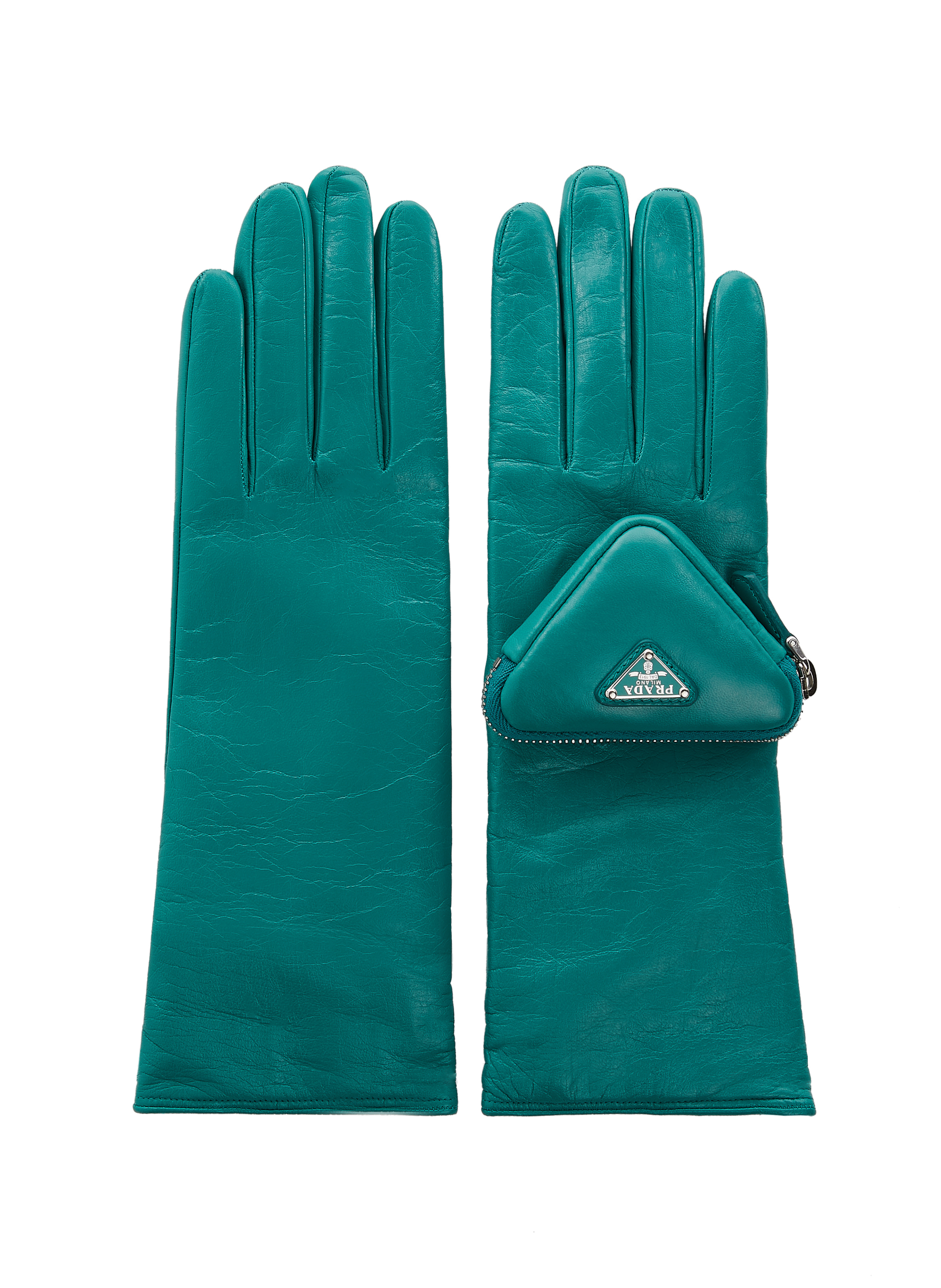 PRADA Gloves with logo Green