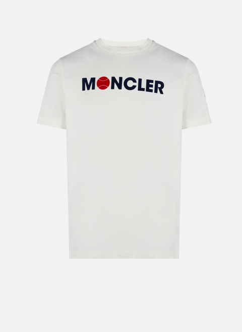 T-shirt with velvet effect logo BeigeMONCLER 