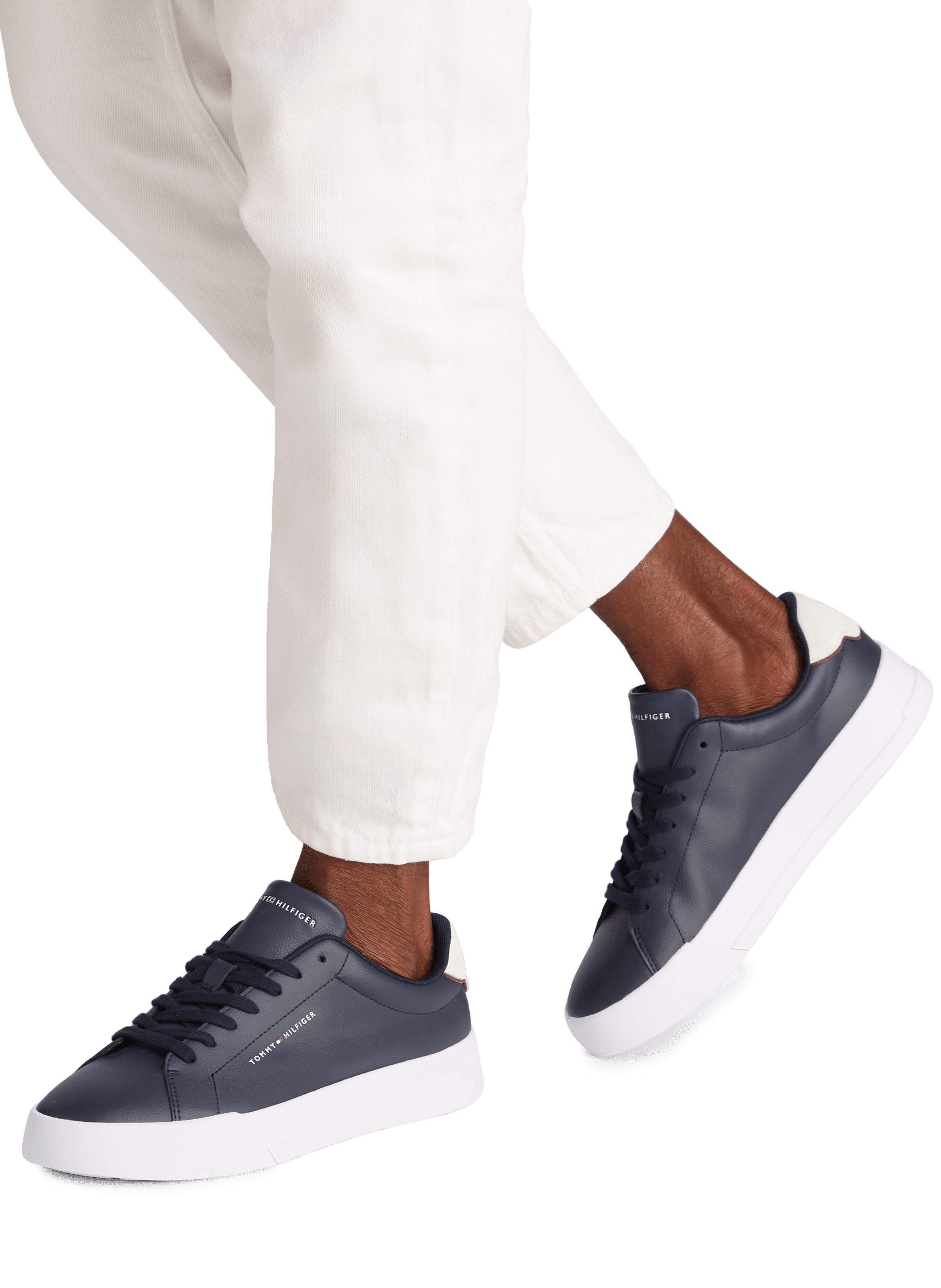 Basket cuir effet grainé Bleu