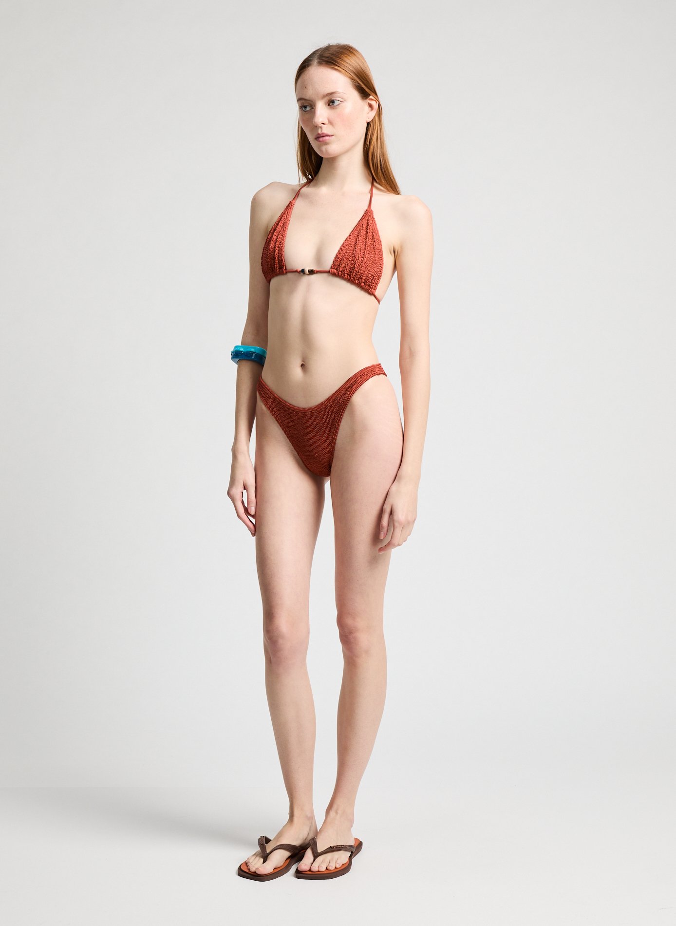 Haut de maillot texturé et perlé  BOND EYE Marron