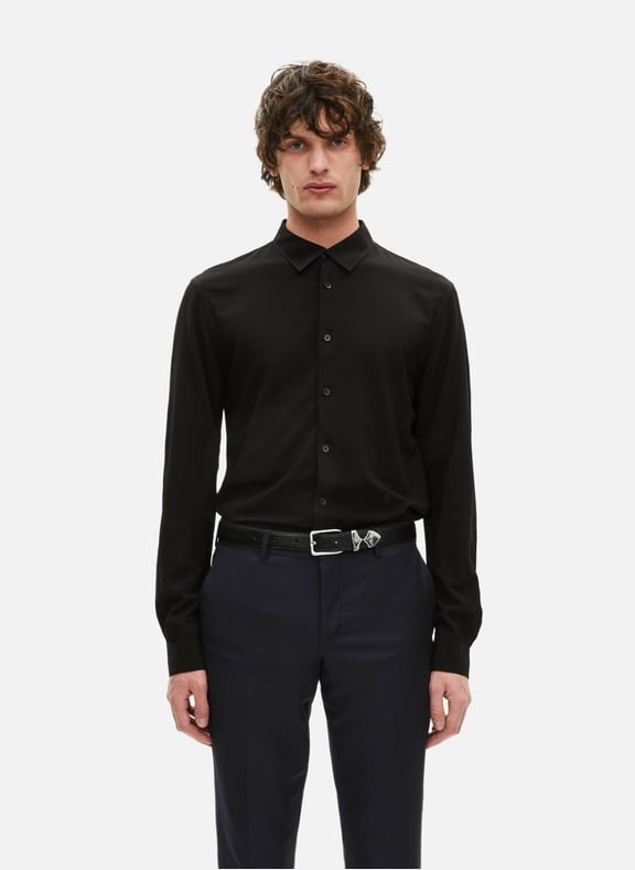 Chemise fluide à coupe droite avec broderie Noir by THE KOOPLES THE KOOPLES Chemise fluide à coupe droite avec broderie Noir