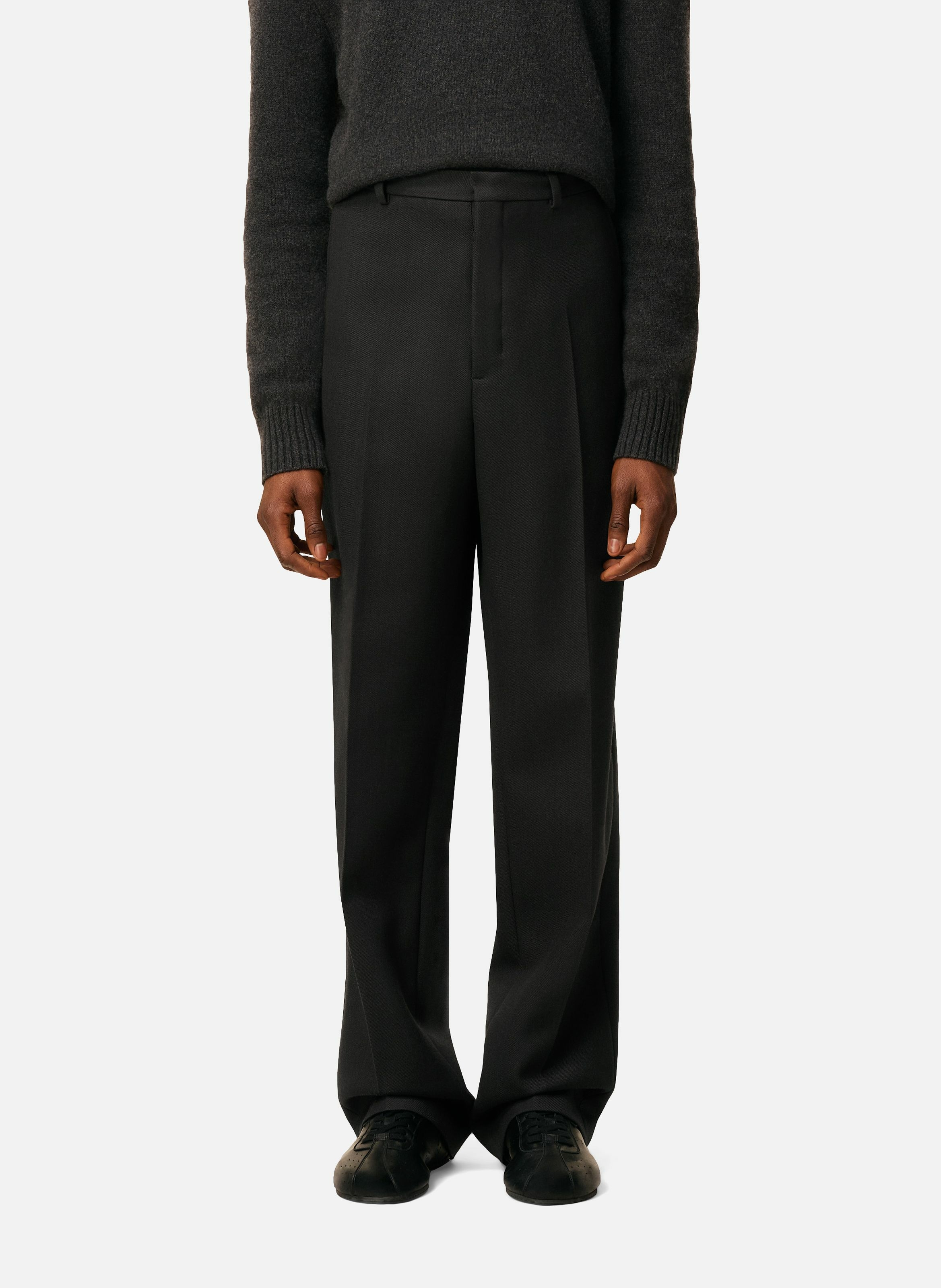 Pantalon large en laine GrisAMI PARIS