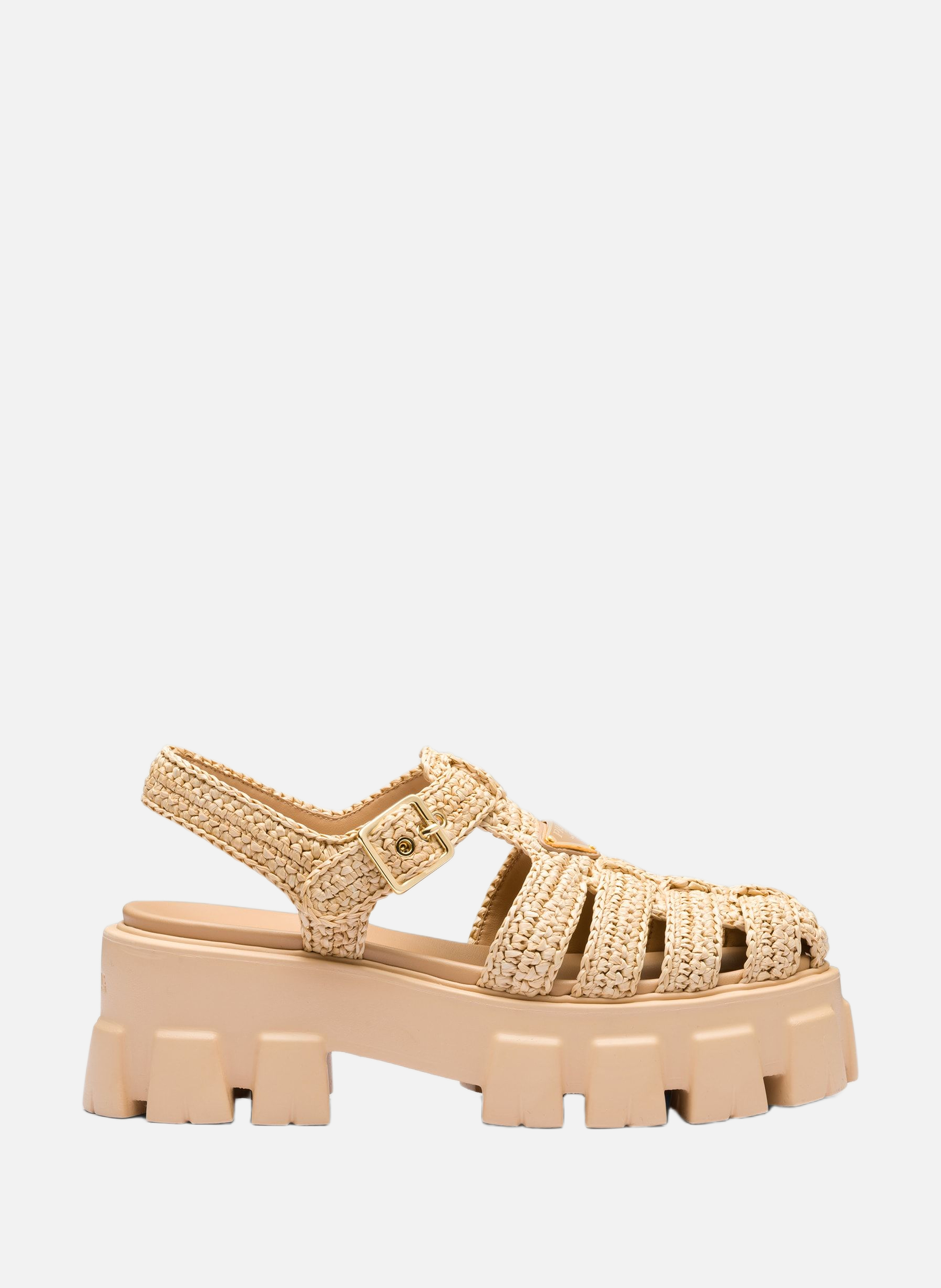 Sandales monolith en crochet PRADA Beige