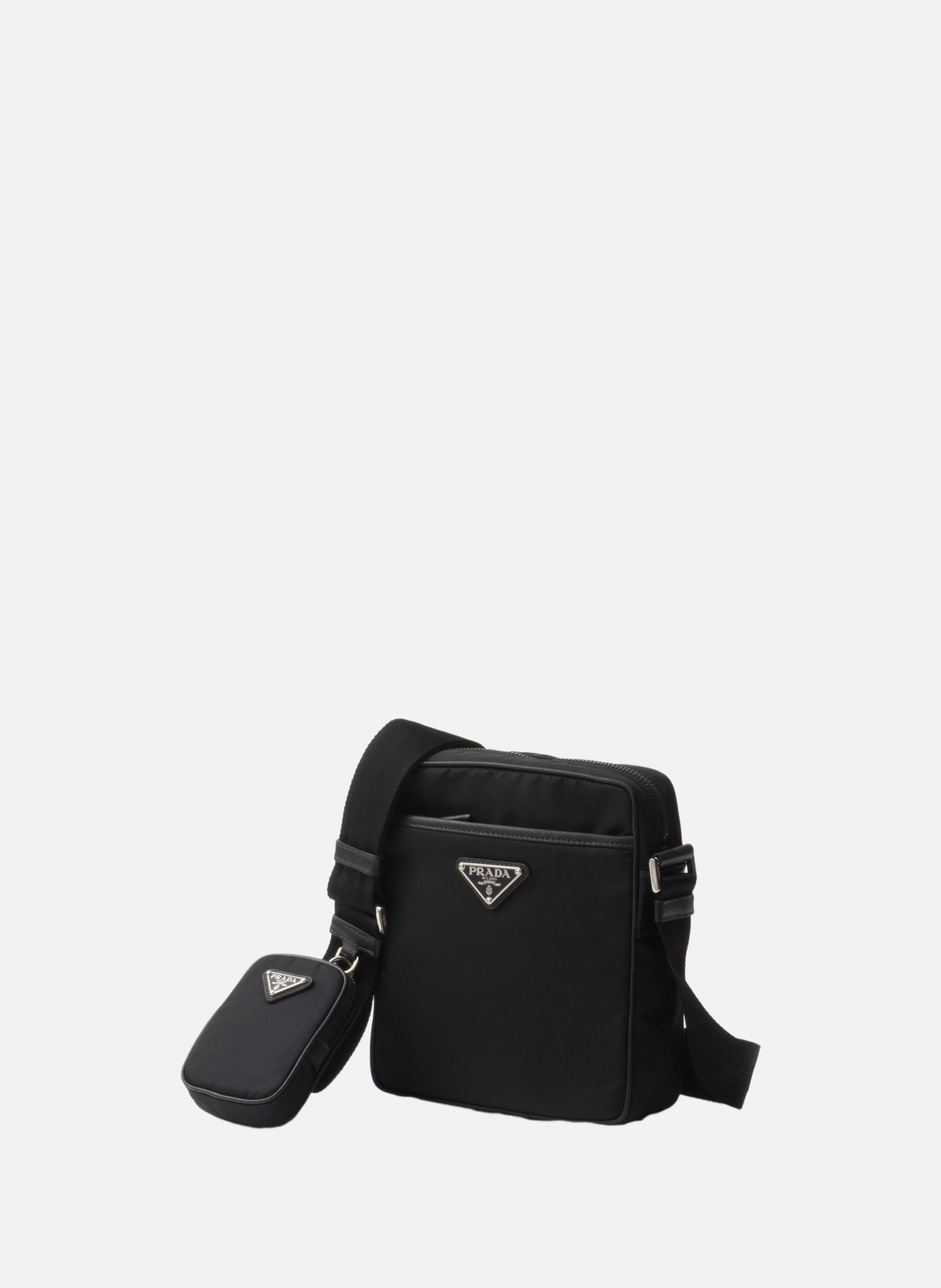 Sac porté épaule en re-nylon et saffiano PRADA Noir