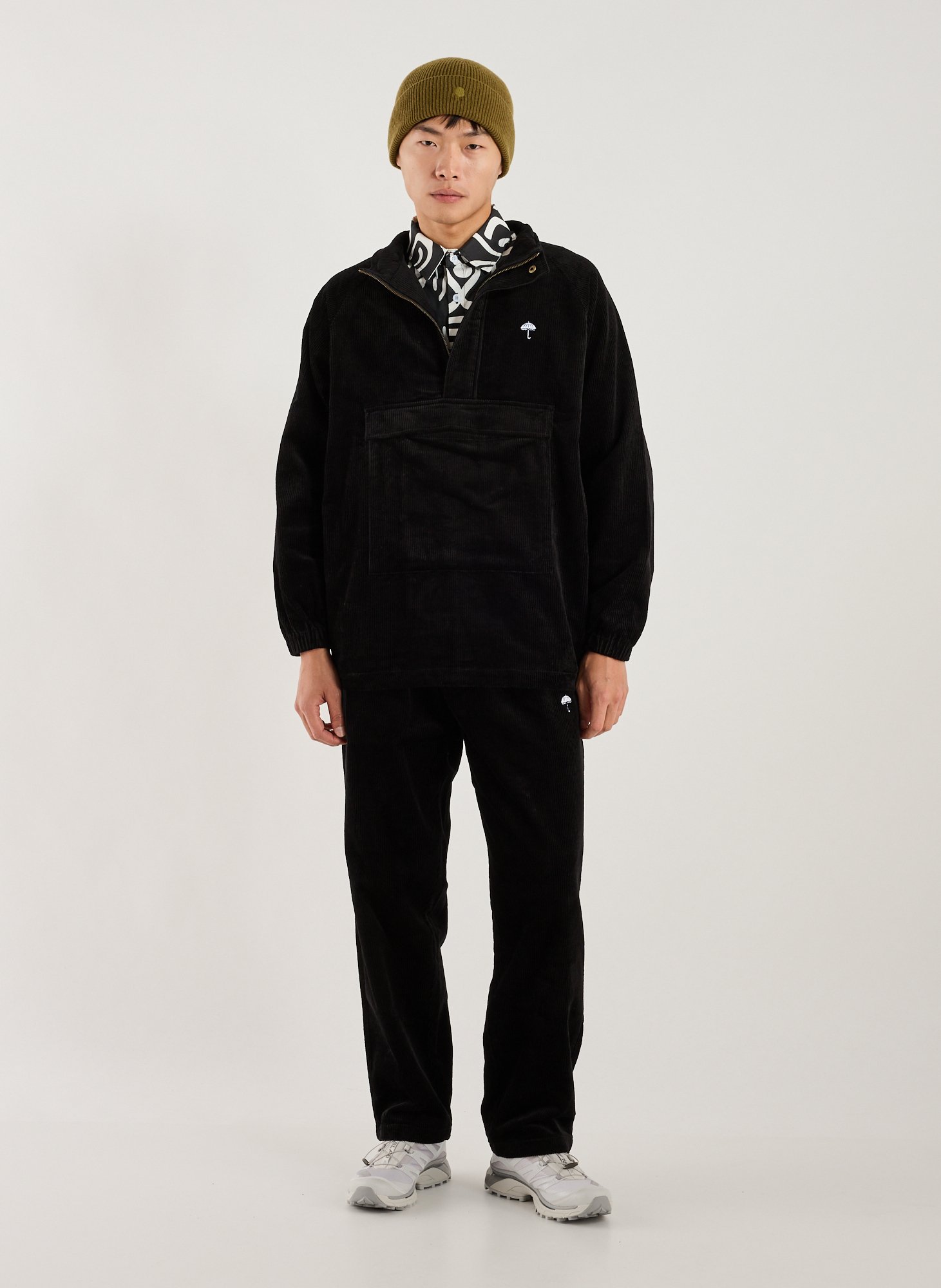 Cotton blend straight trousers HELAS CAPS Black