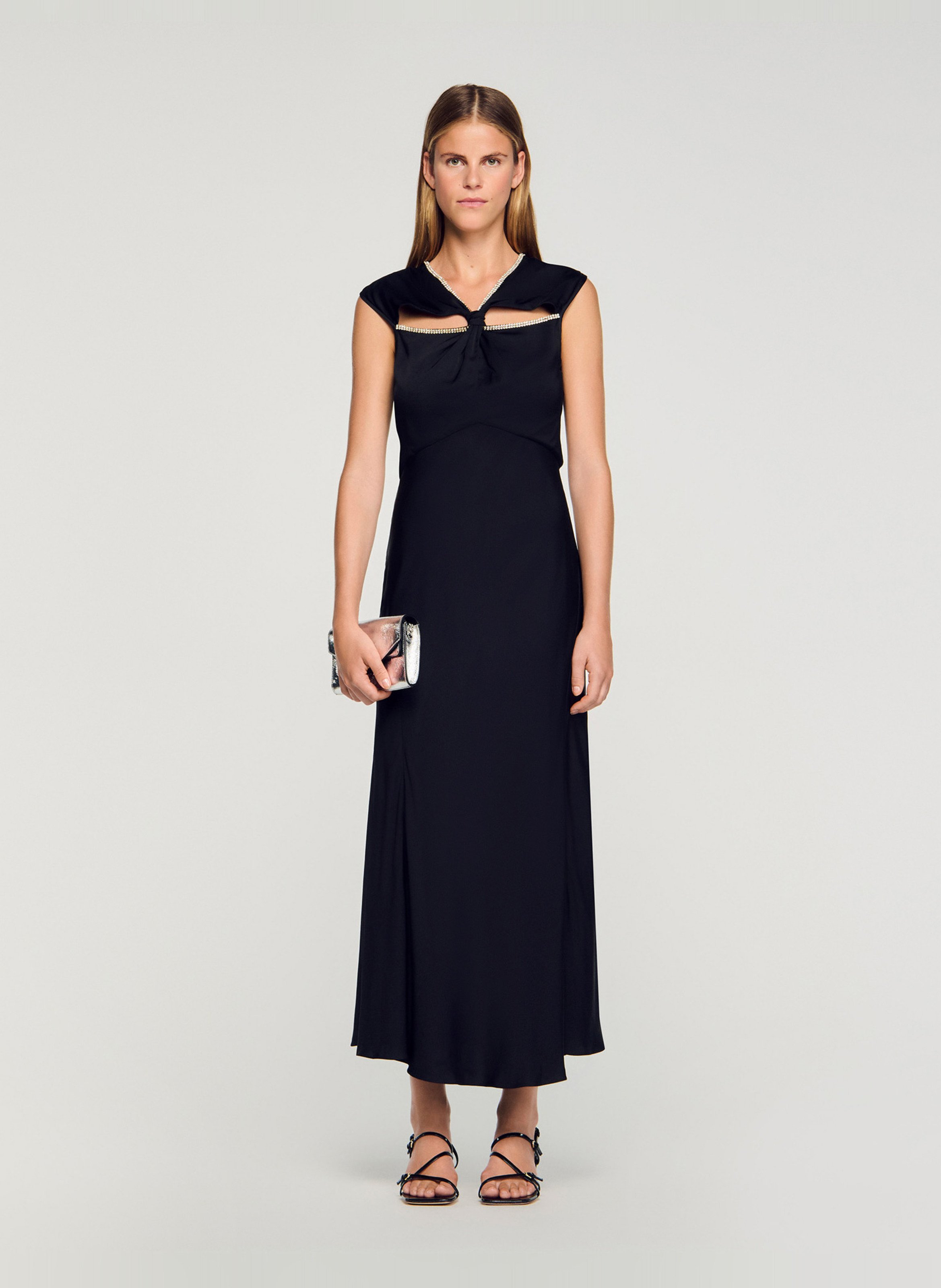 Robe longue satinée SANDRO Noir