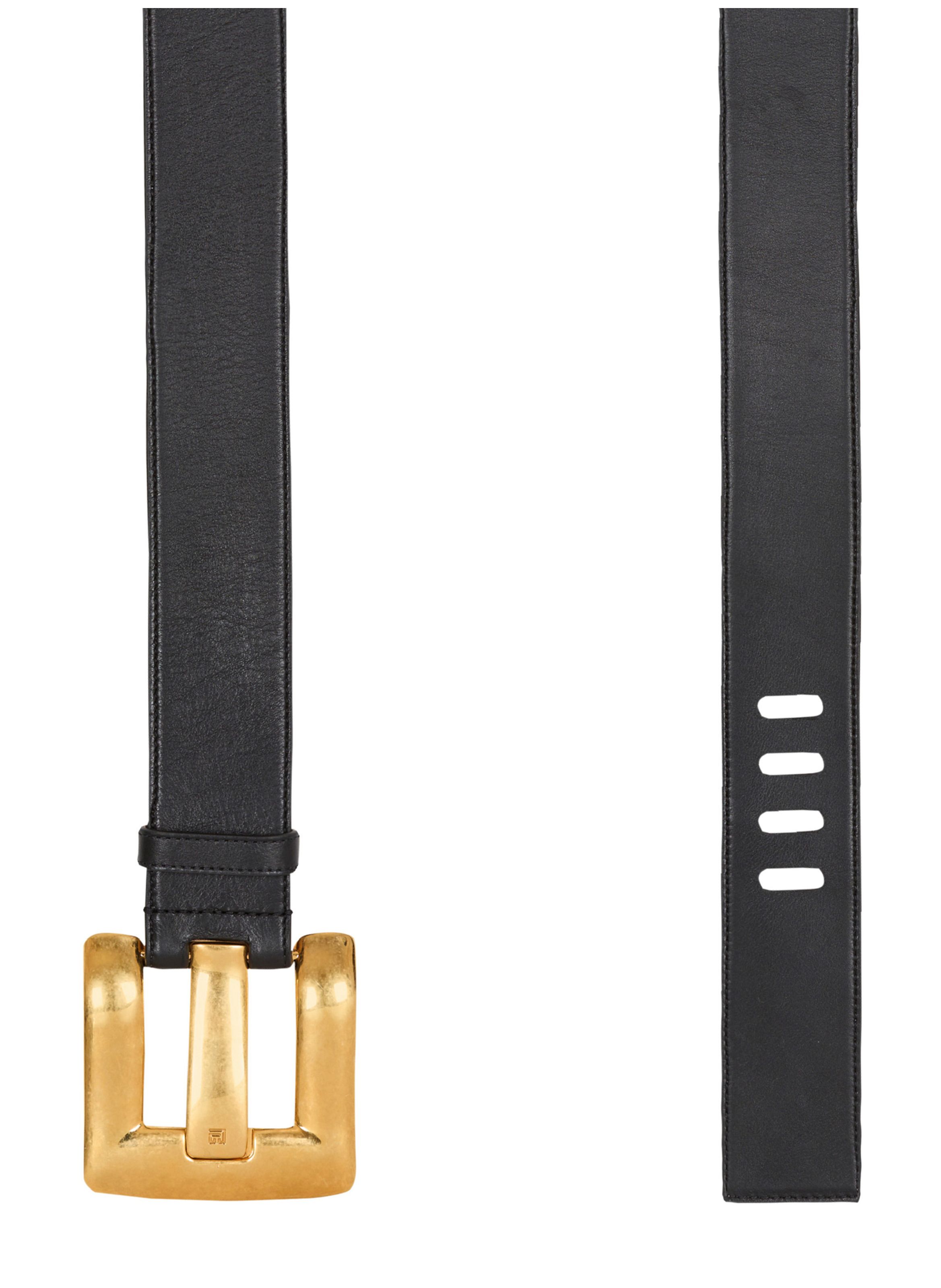 Ceinture anthem en cuir de veau BALMAIN Noir