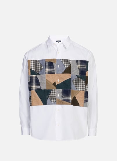 Chemise patchwork col classique en coton COMME DES GARCONS HOMME Chemise patchwork col classique en coton COMME DES GARCONS HOMME