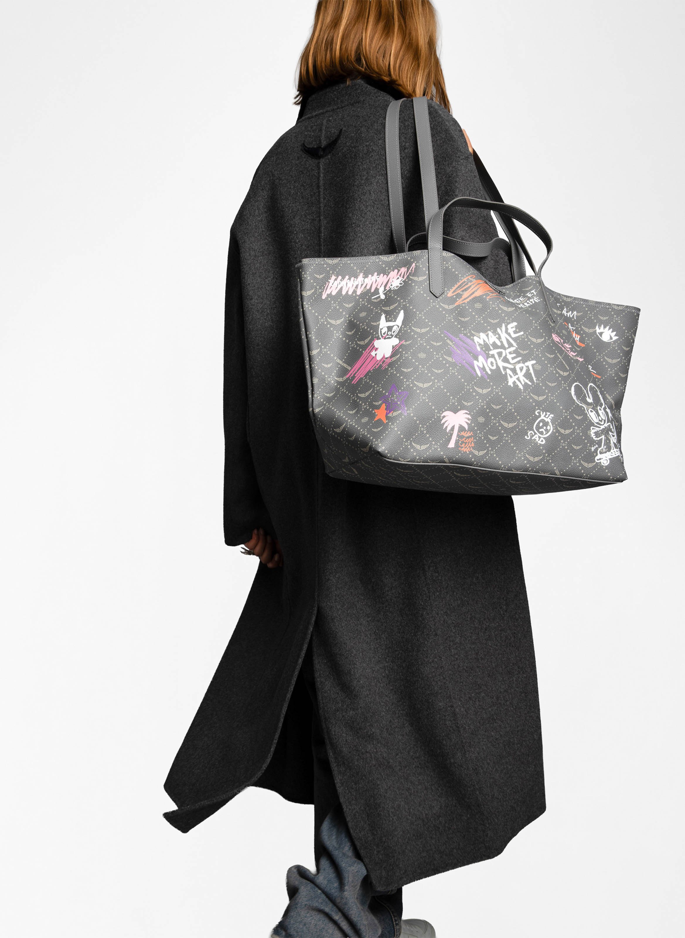 Sac cabas imprimé z shopper xl ZADIG&VOLTAIRE Gris