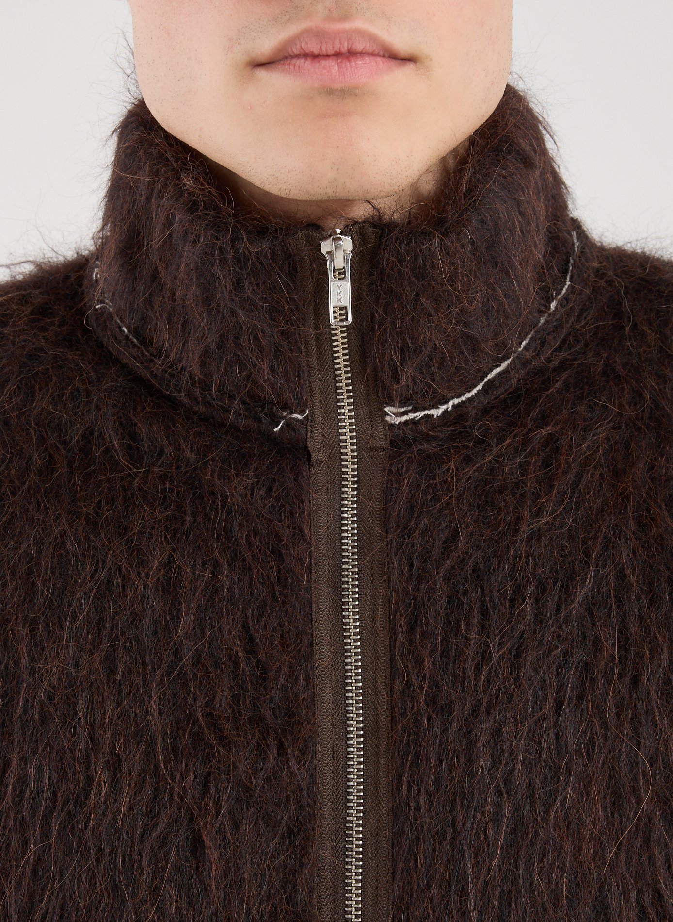 Straight fleece anorak with high collar in cotton CAMIEL FORTGENS Brown