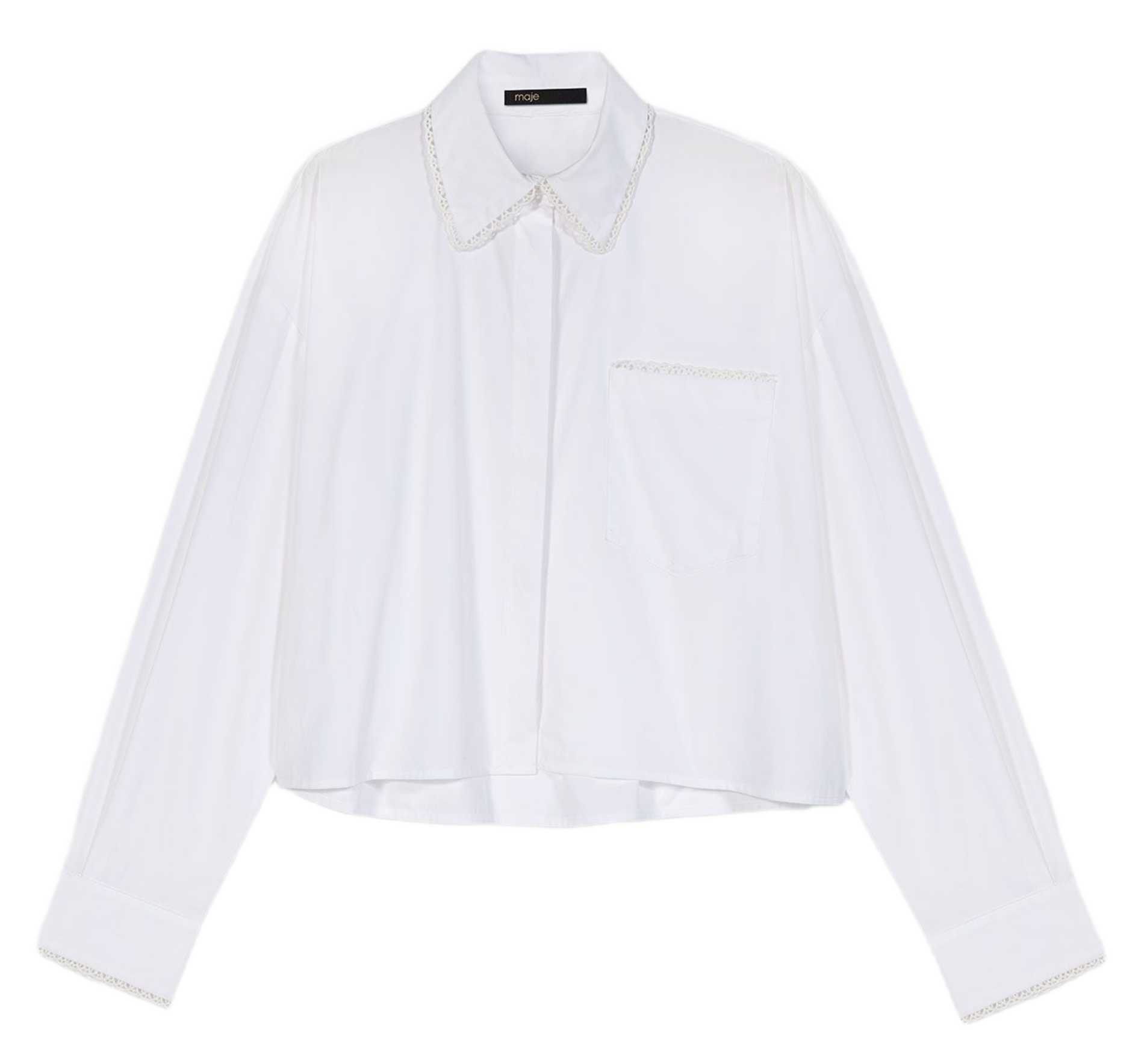 Chemise oversize col lavallière en coton MAJE Blanc