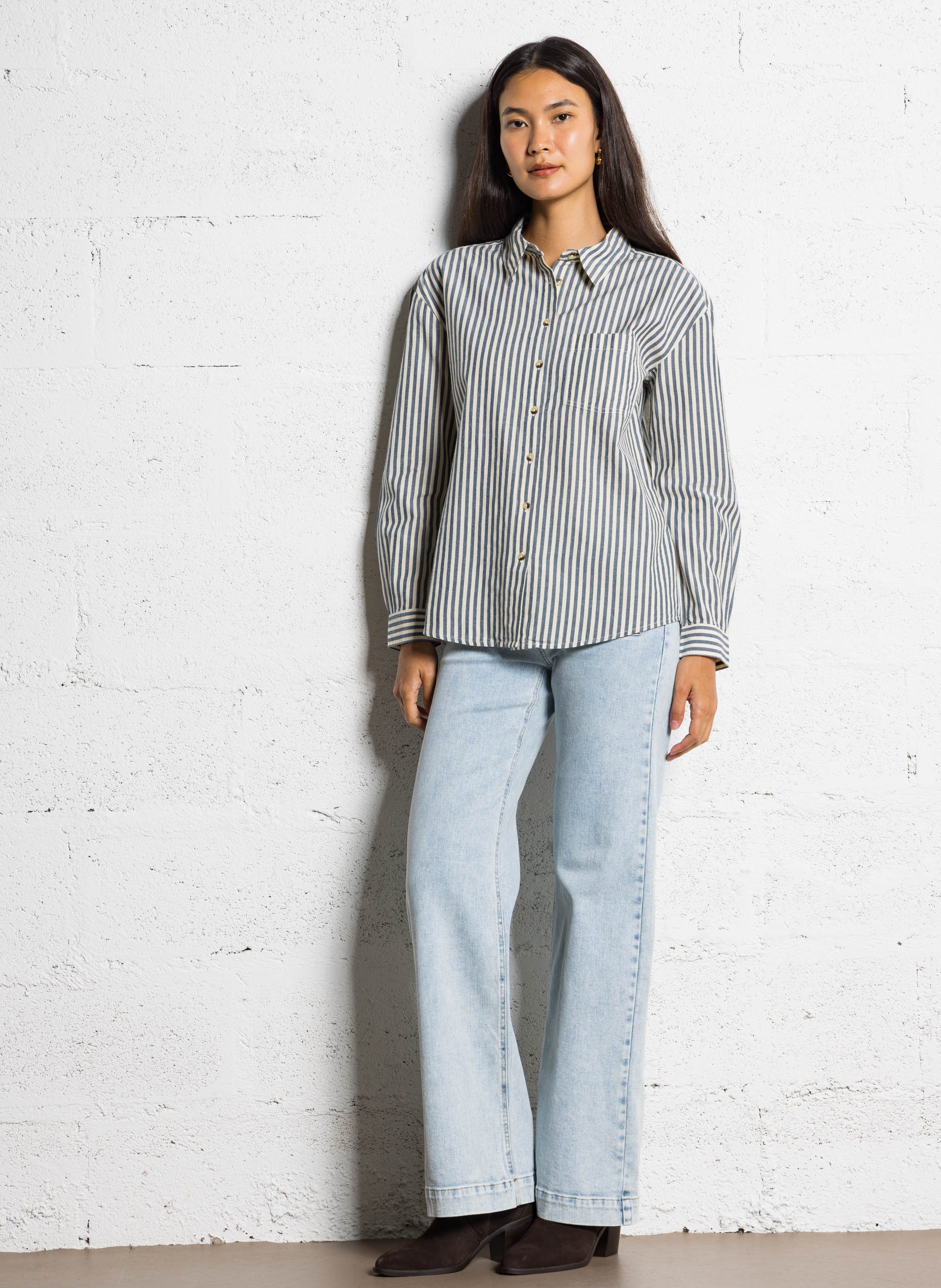 Chemise ajustée à rayures en coton savana MAISON 123 Violet