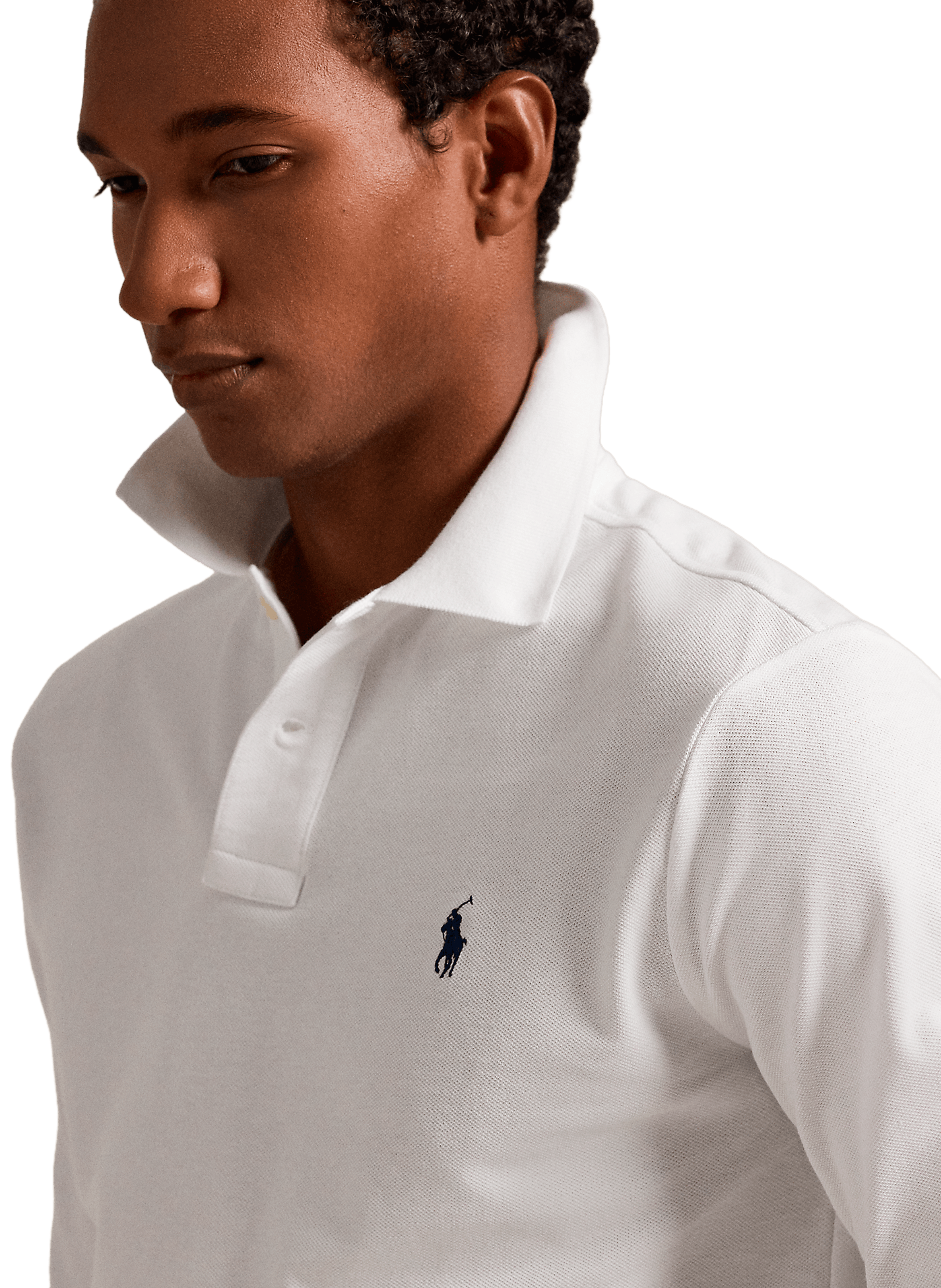 Straight long-sleeve cotton piqué polo shirt POLO RALPH LAUREN White