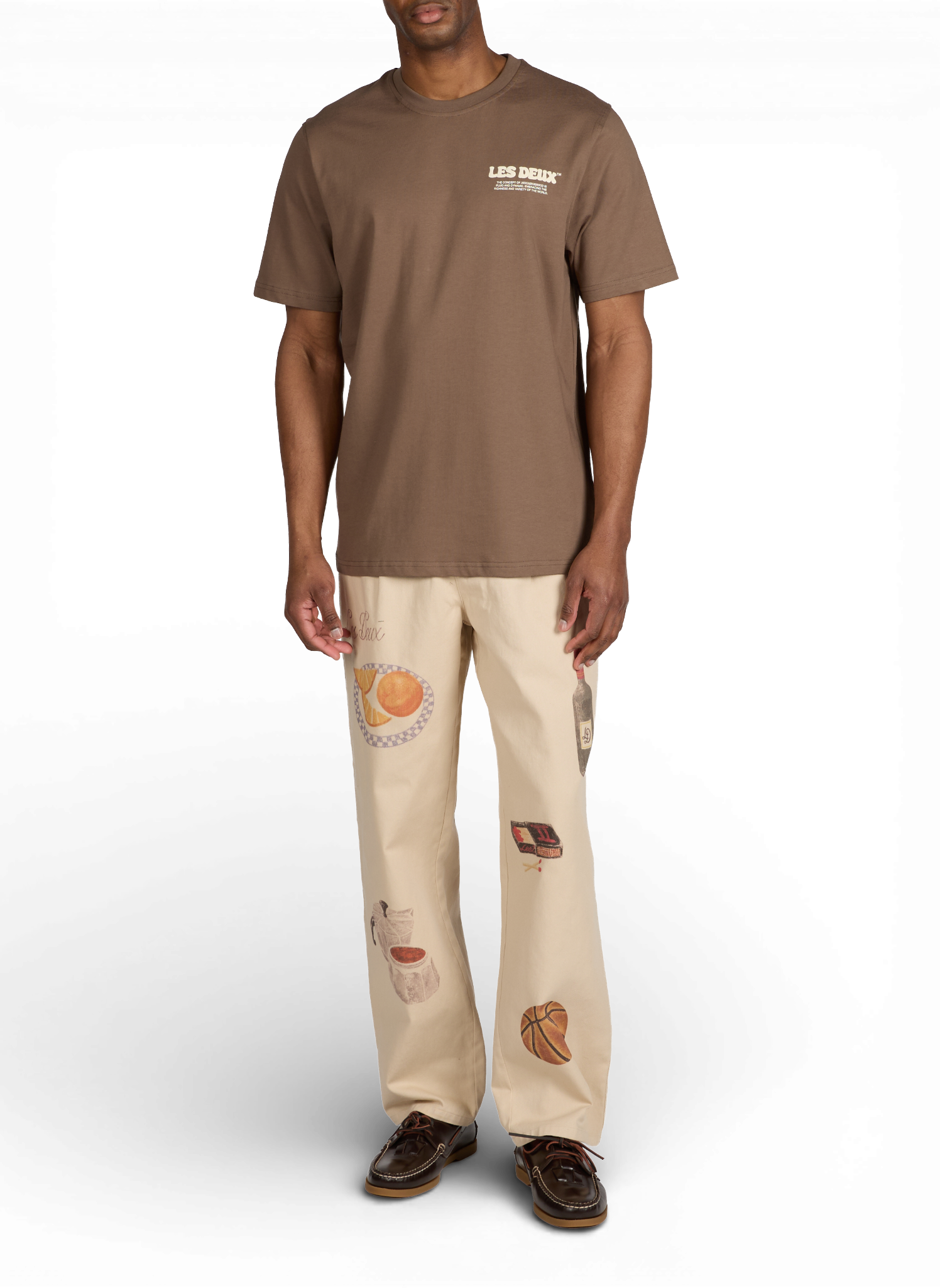 Wide leg Romeo jeans with pattern in cotton LES DEUX Beige